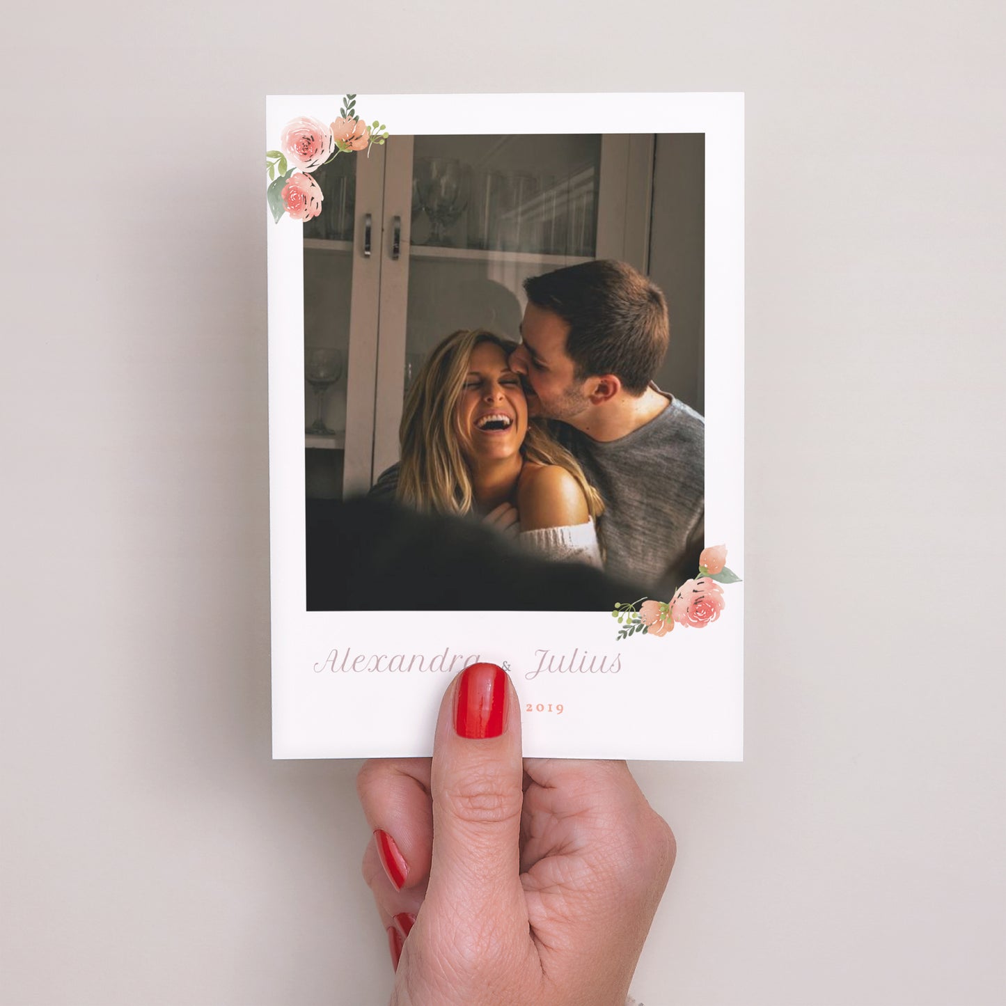 Save the date Karte Hochzeit Porträt Floral Crown foto N° 2