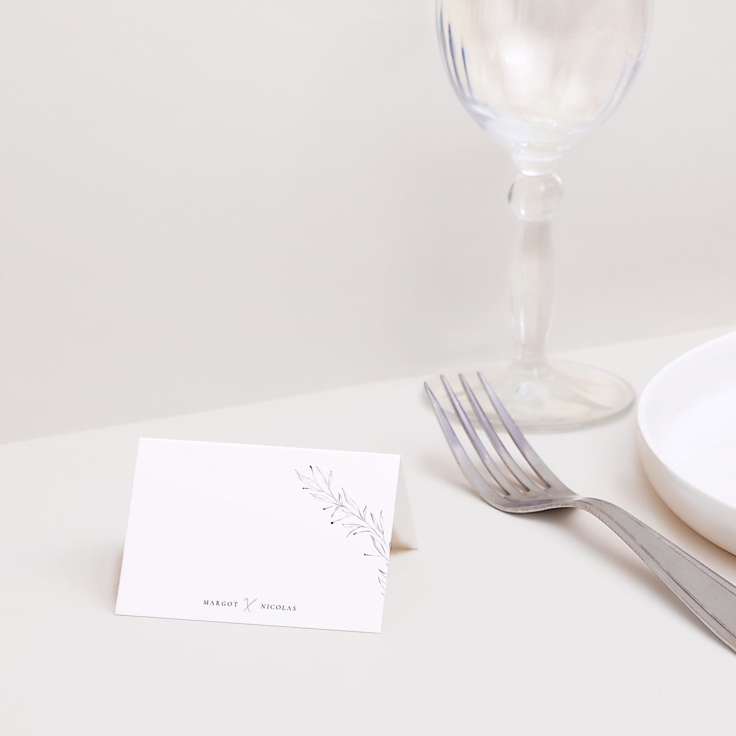 Tischkarten Hochzeit Quer Zimtfarbene Kalligraphie foto N° 2