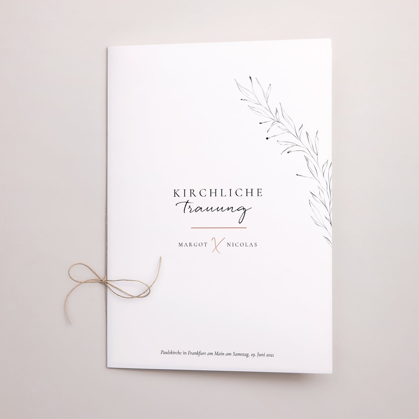 Kirchenheft Hochzeit Doppelflügel Zimtfarbene Kalligraphie foto N° 1