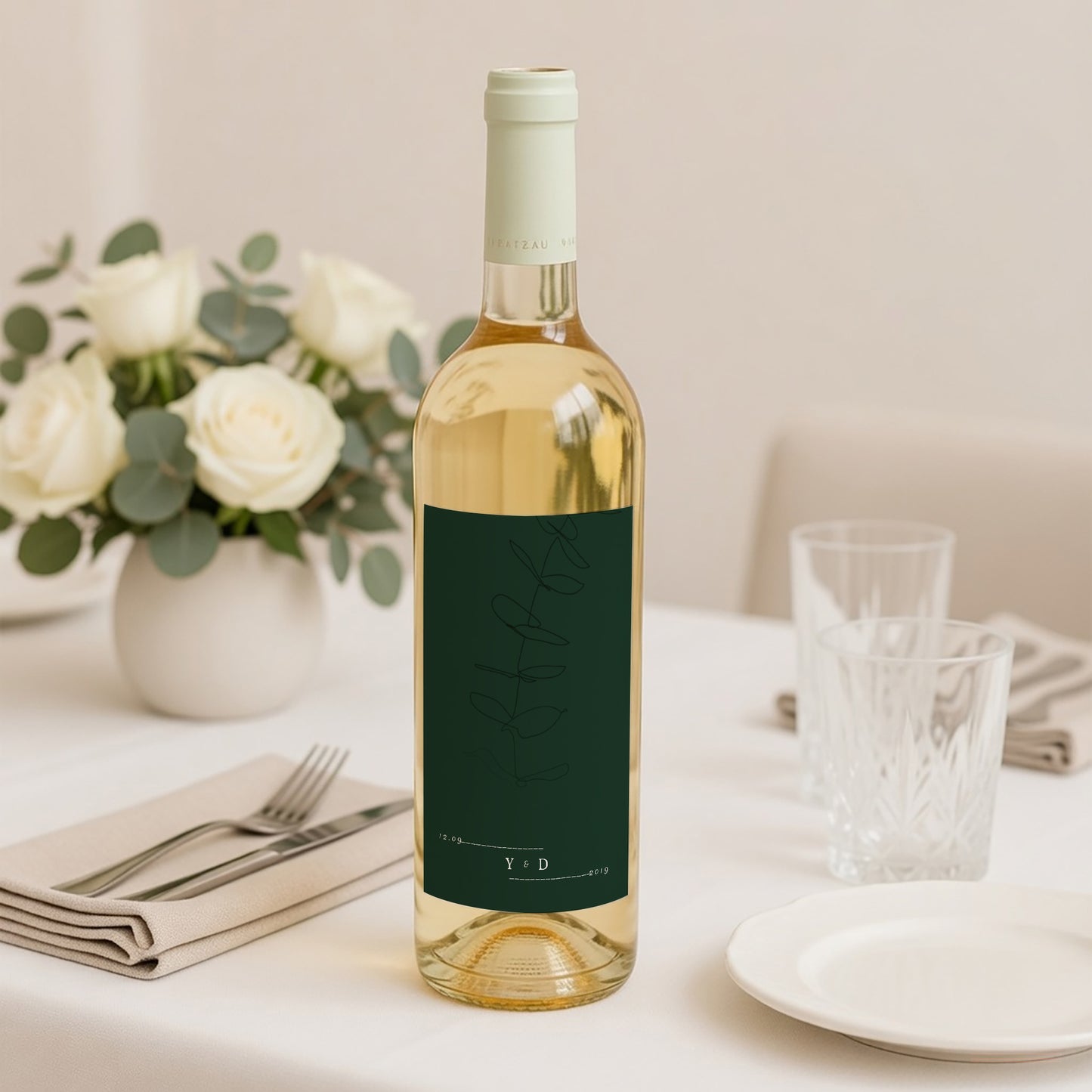 Flaschenetikett Hochzeit Porträt Eukalyptus foto N° 2