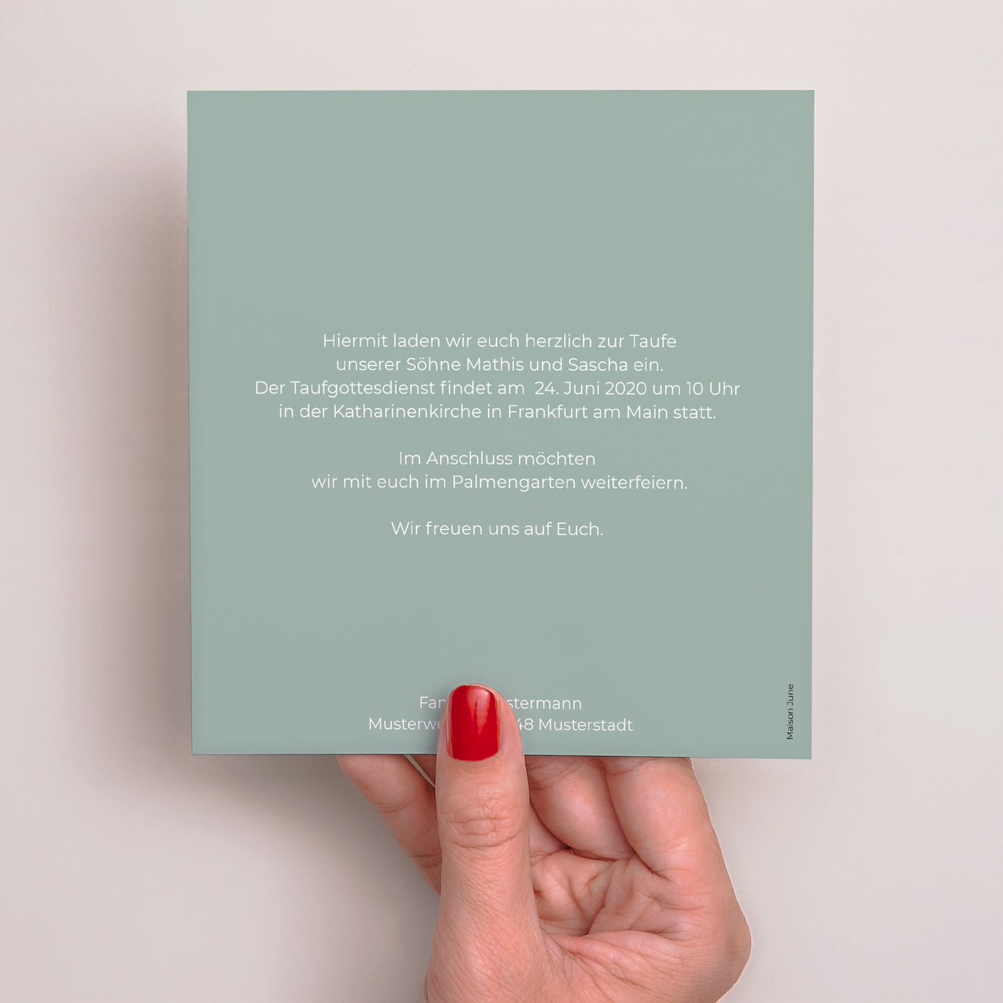 Taufeinladung Quadrat Doppelte Feier foto N° 3