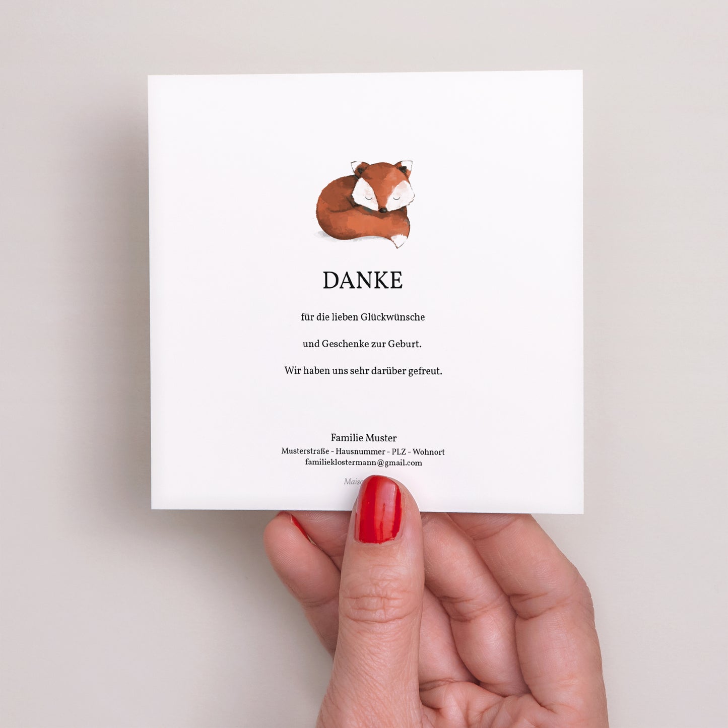 Dankeskarte Geburt Quadrat Foxy foto N° 3