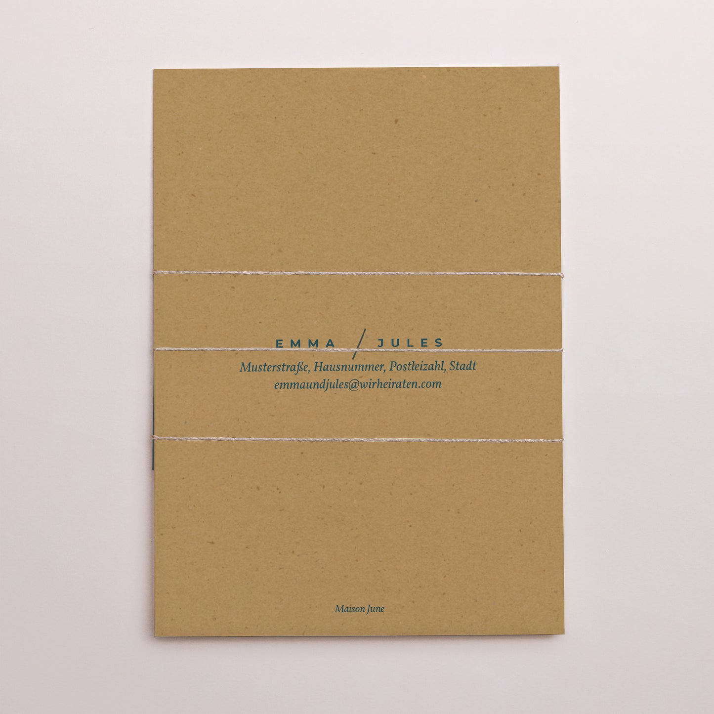 Hochzeitseinladung 3 Karten, Band Grün & Kraft foto N° 4