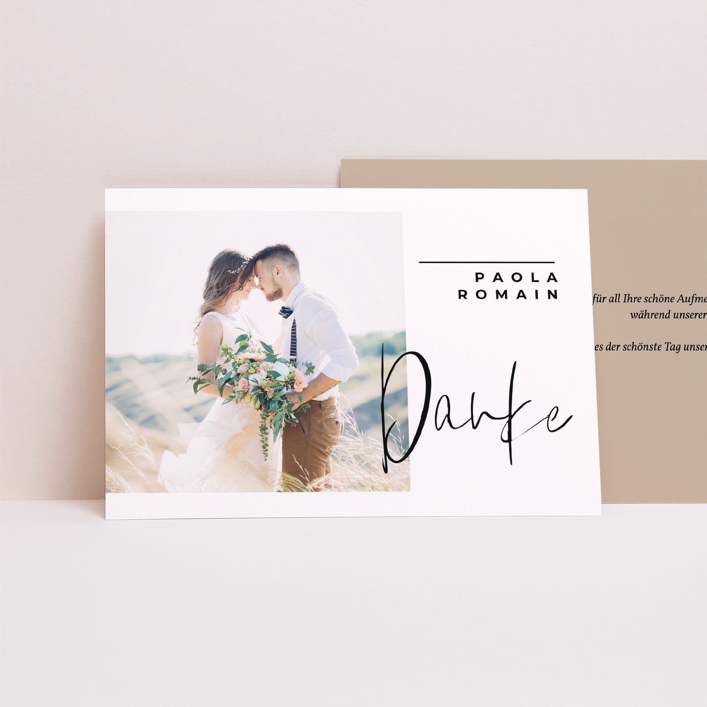 Dankeskarte Hochzeit Landschaft Handschriftliche Typo foto N° 1