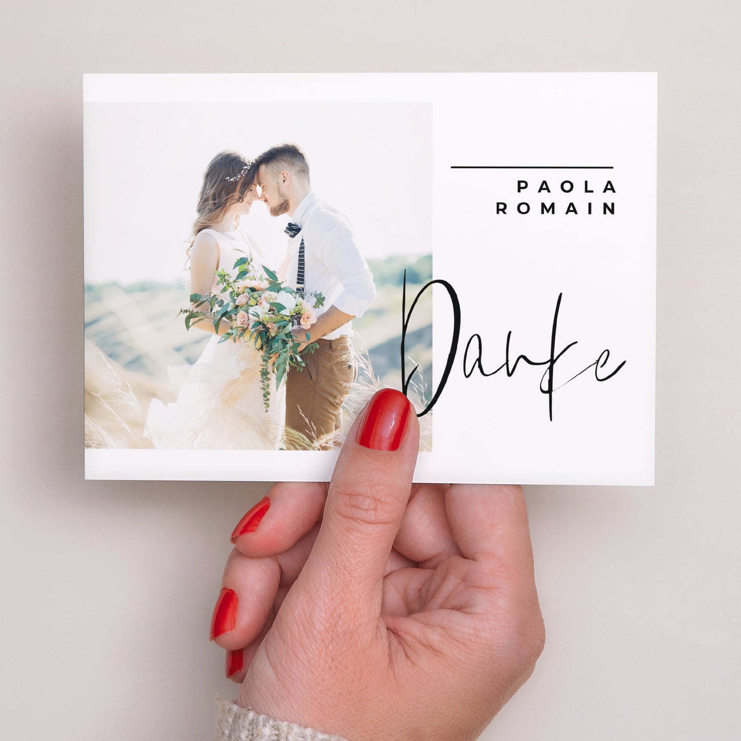 Dankeskarte Hochzeit Landschaft Handschriftliche Typo foto N° 3
