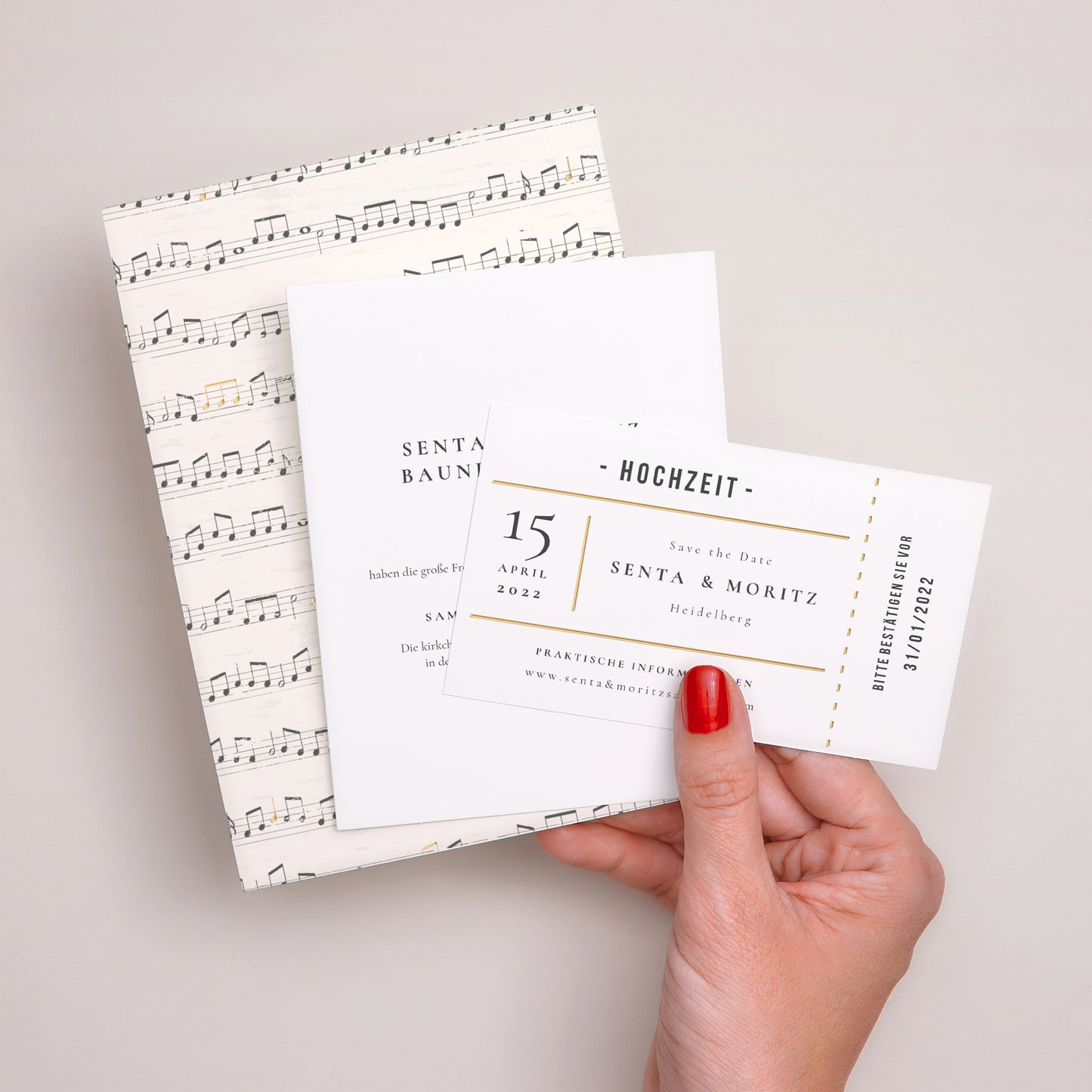 Hochzeitseinladung 3 Karten, Band Musik foto N° 3