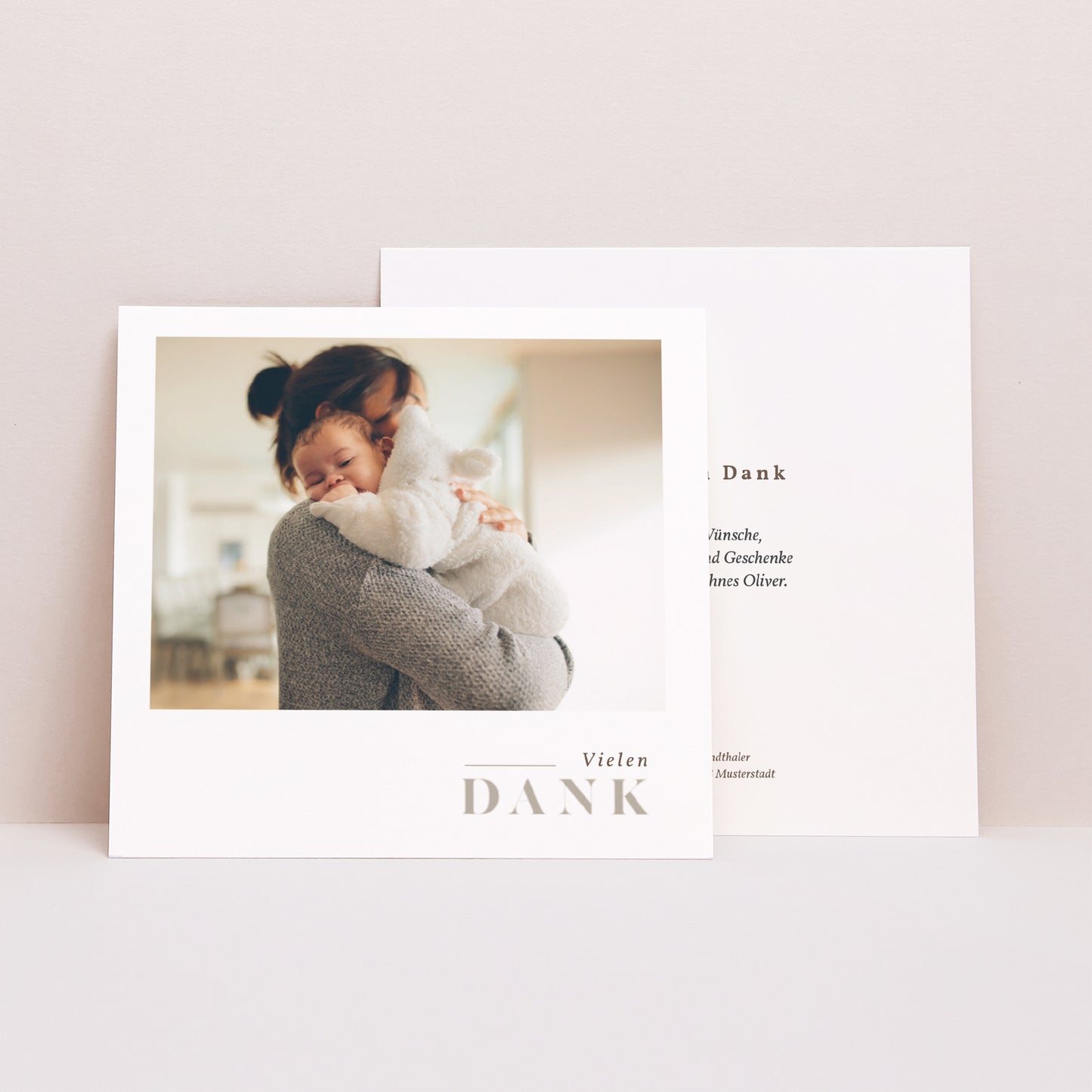 Dankeskarte Geburt Quadrat Brauner Olivenbaum foto N° 1