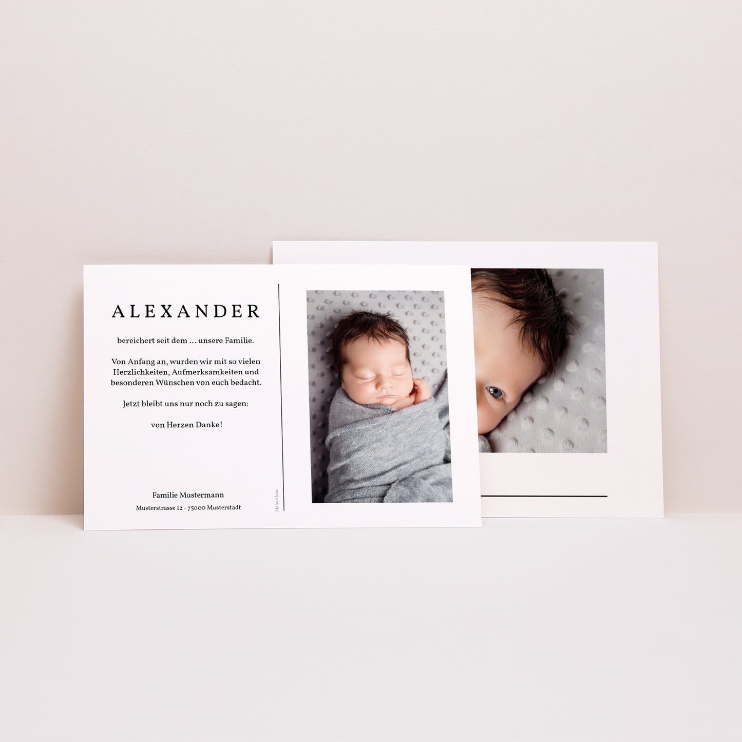 Dankeskarte Geburt Landschaft Zwei Fotos foto N° 2