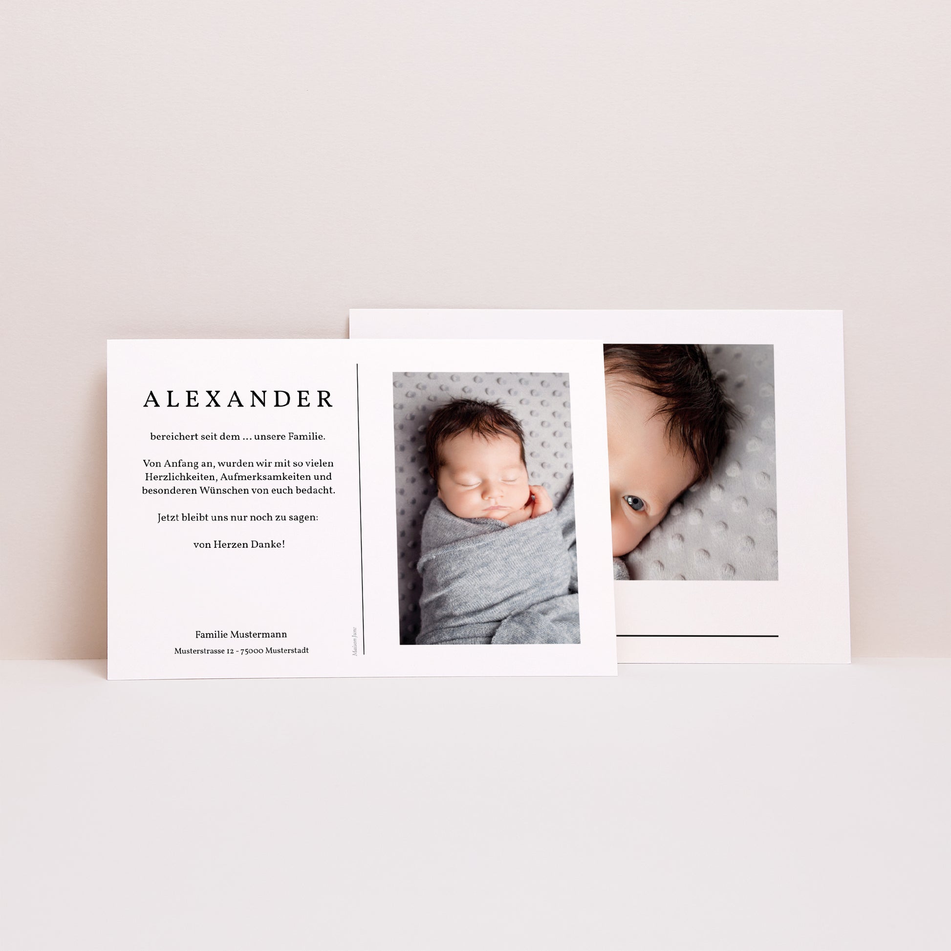 Dankeskarte Geburt Landschaft Zwei Fotos foto N° 2