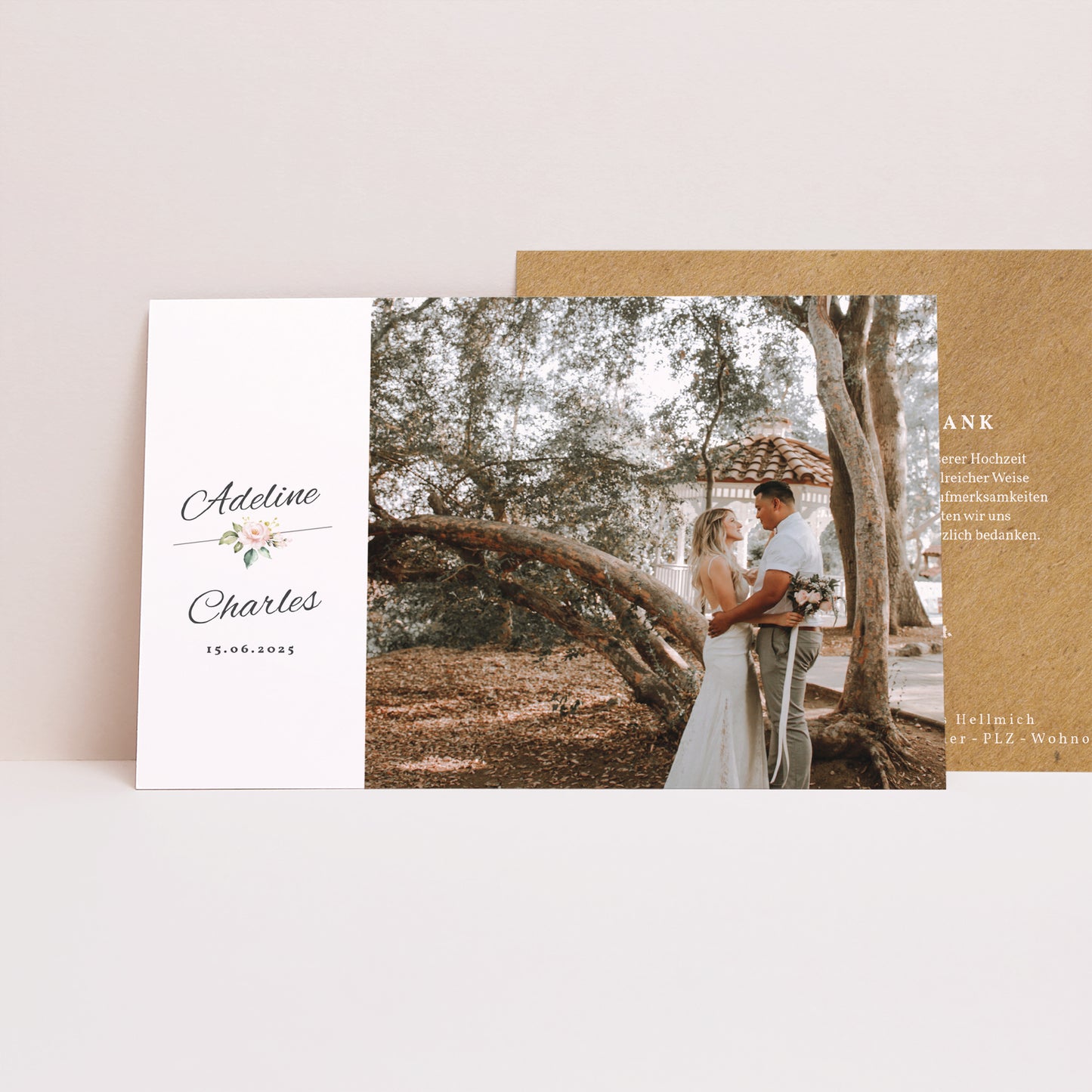 Dankeskarte Hochzeit Landschaft Romantische Kraft foto N° 1