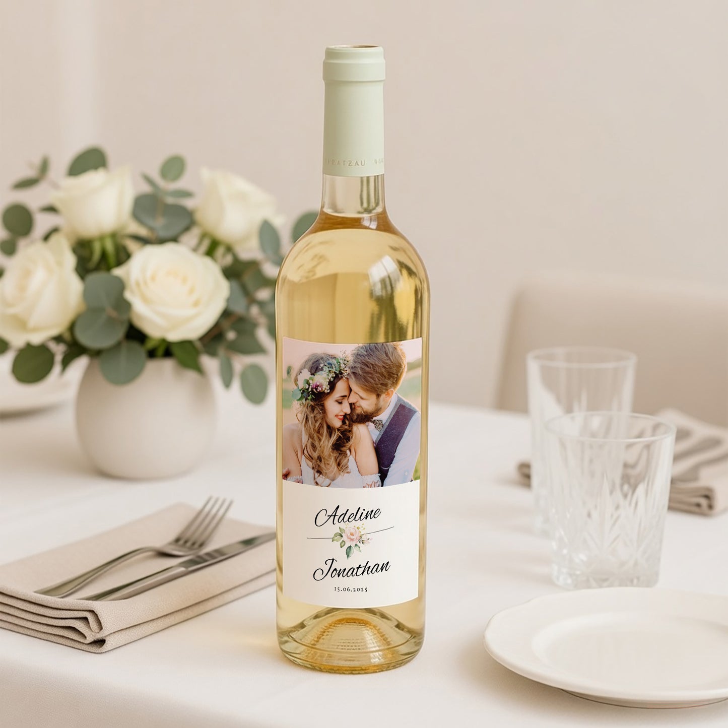 Flaschenetikett Hochzeit Porträt Romantische Kraft foto N° 2