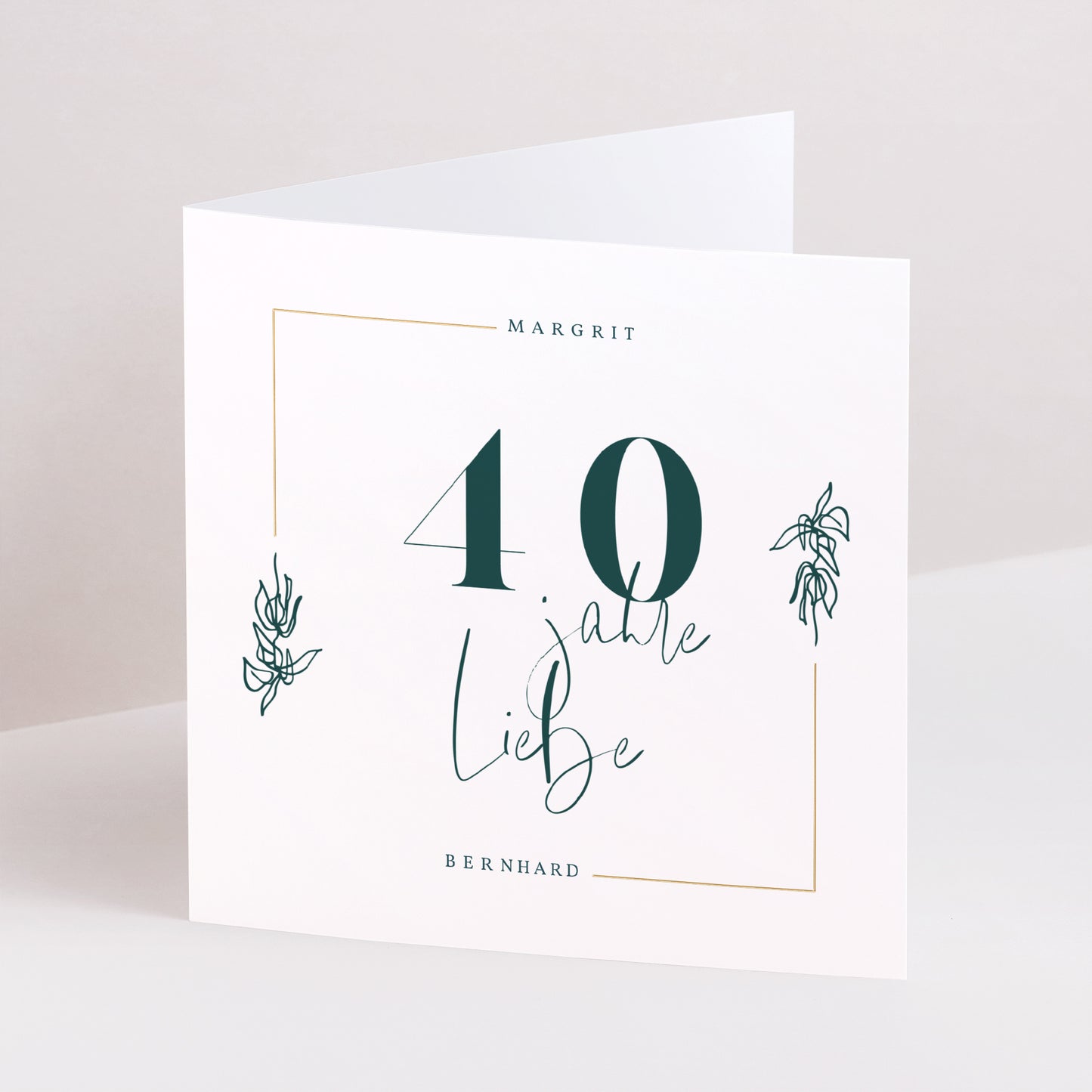 Beilegekarte Hochzeitstag Doppelflügiges Quadrat 40 Jahre Smaragd foto N° 1