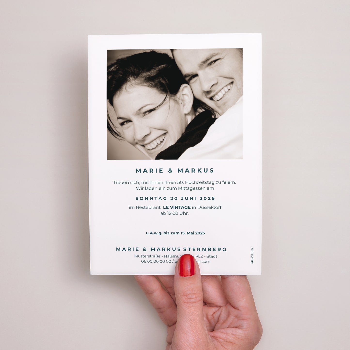 Einladungskarte Hochzeitstag 50 Jahre Liebe foto N° 3