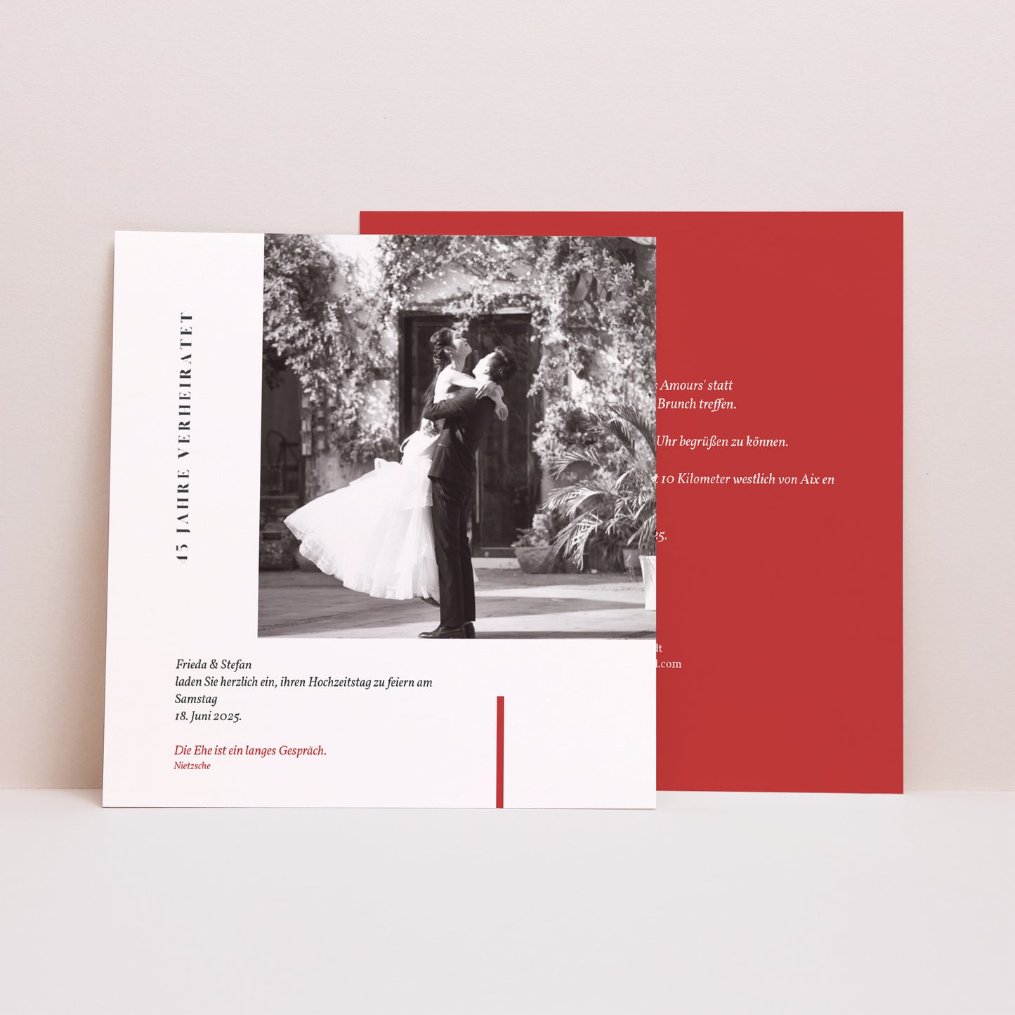 Beilegekarte Hochzeitstag Quadrat Vermeil - 45 Jahre foto N° 1