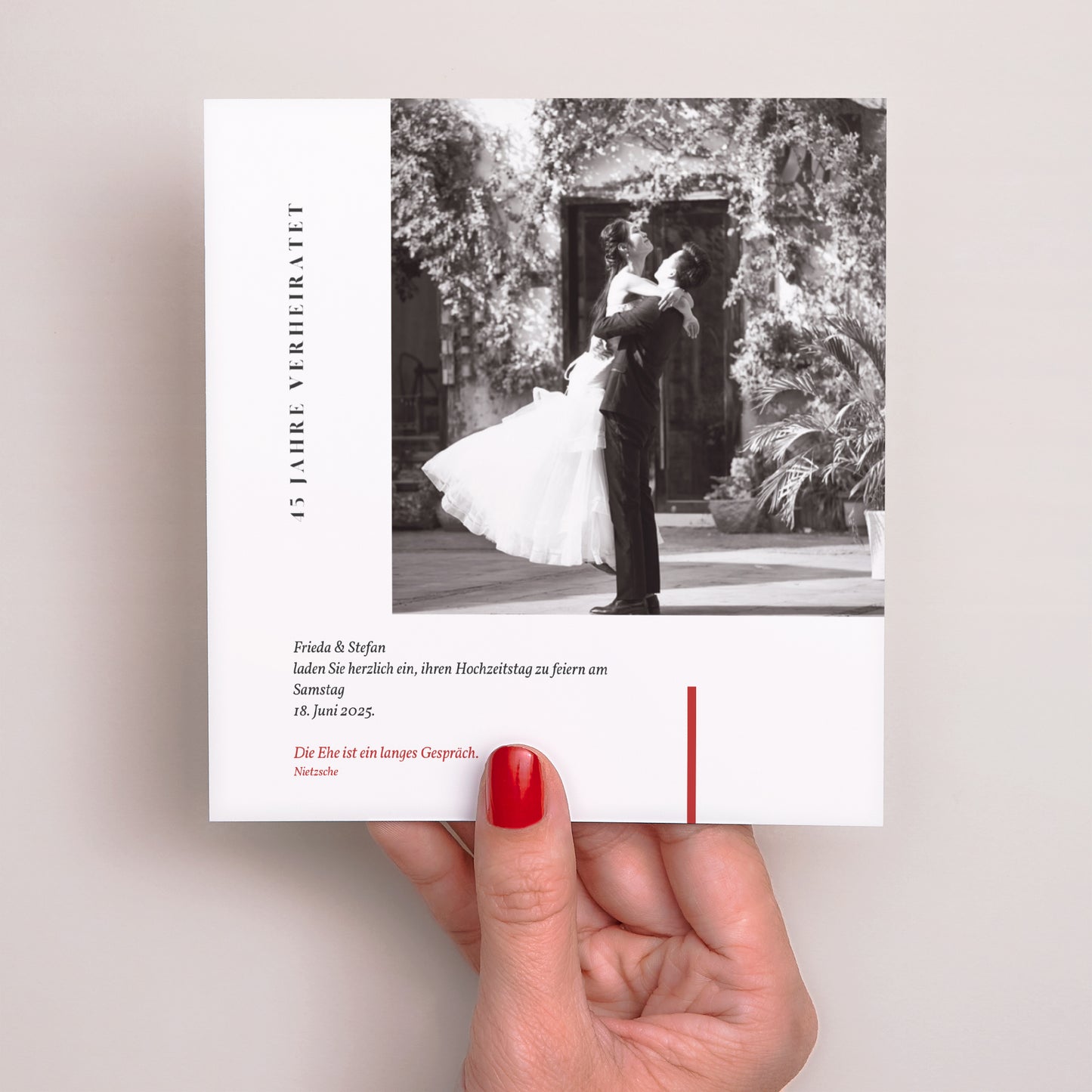 Beilegekarte Hochzeitstag Quadrat Vermeil - 45 Jahre foto N° 2