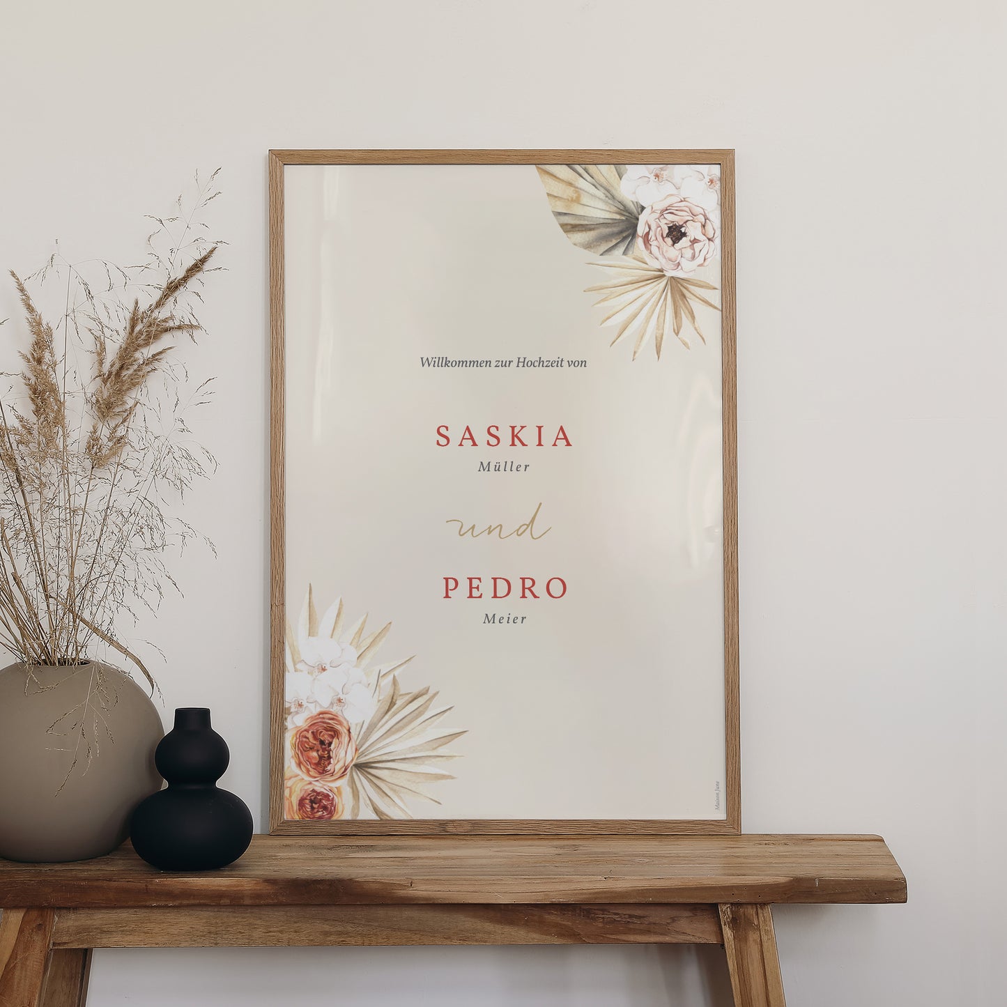Begrüßungstafel Hochzeit Porträt 60 x 90 cm Böhmisches Quadrat foto N° 2