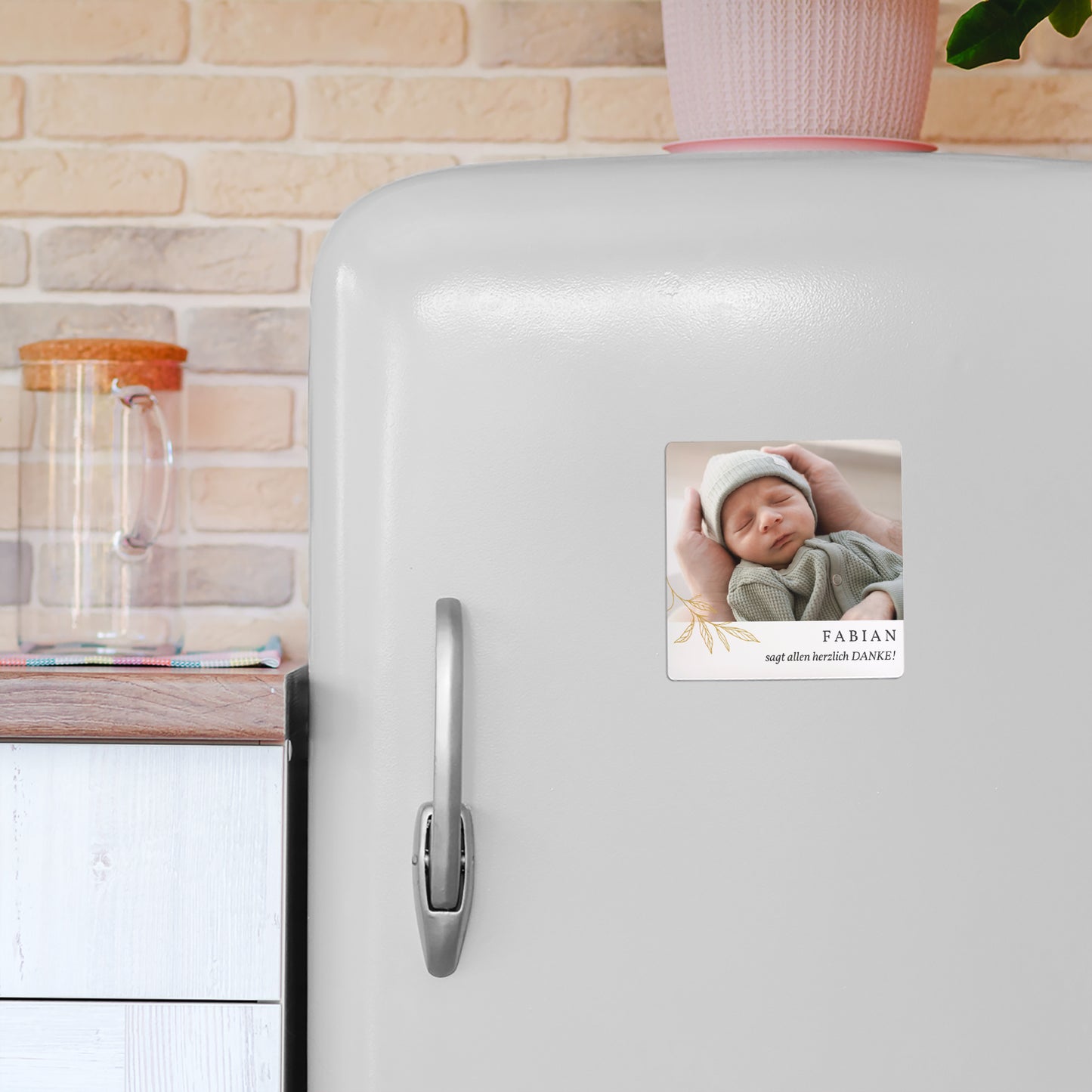 Dankeskarte Geburt Satz von 9, magnetisch. Junge Sprosse foto N° 4