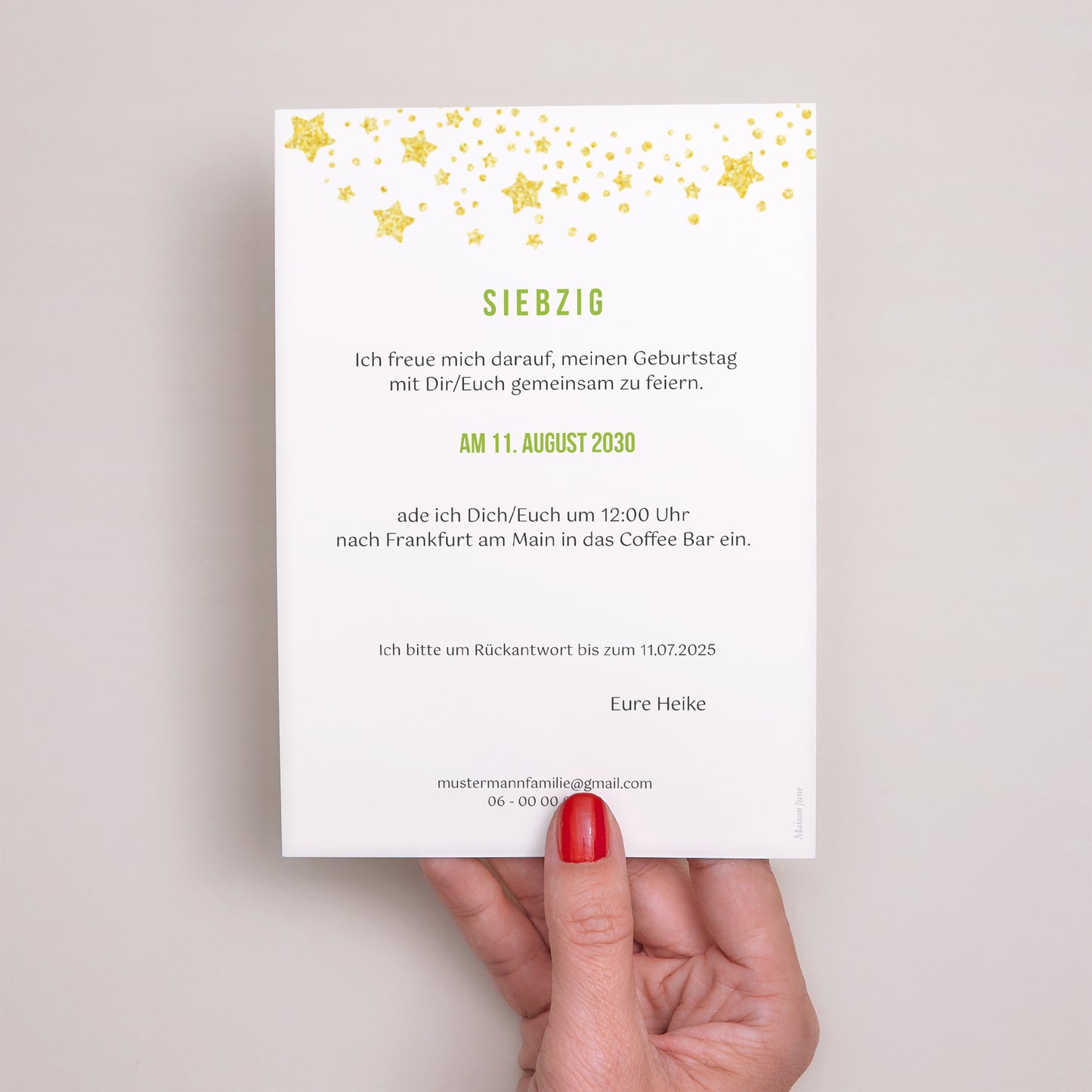 Einladungskarte Geburtstag 70 Jahre alt, Festlich, Lack foto N° 3
