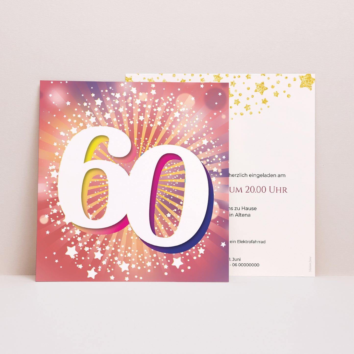 Beilegekarte Geburtstag Erwachsener Quadrat 60 Jahre alt, Festlich, Lack foto N° 1