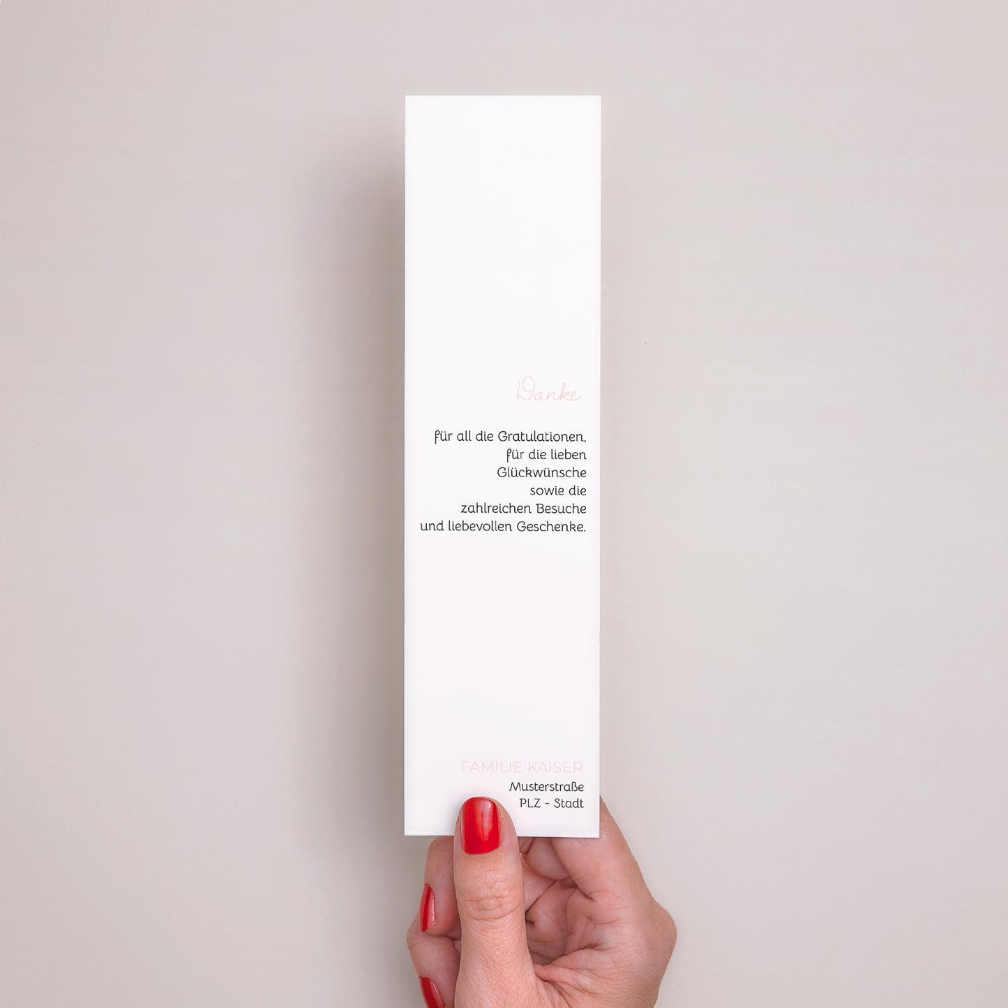 Dankeskarte Geburt Lesezeichen Knöpfe einer Rose foto N° 3