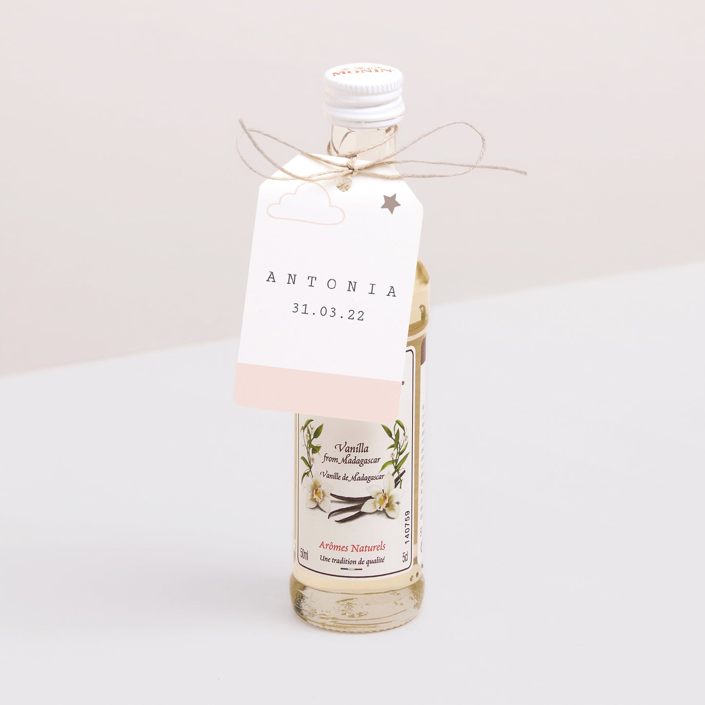 Vorgelochtes Etikett Geburt Fähnchen Rosa Kleid, Fotos, Lesezeichen foto N° 3