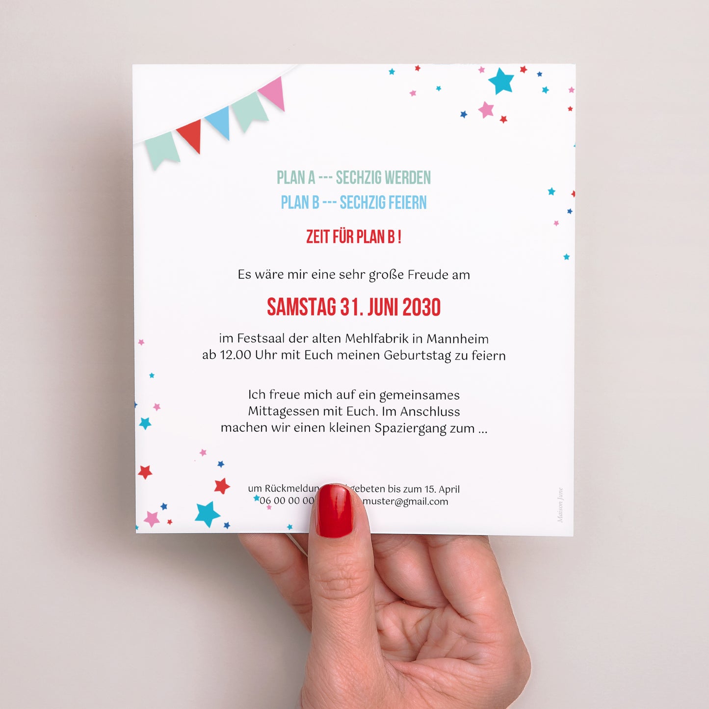 Einladungskarte Geburtstag Quadrat 60 Jahre, Zirkus, Lack foto N° 3