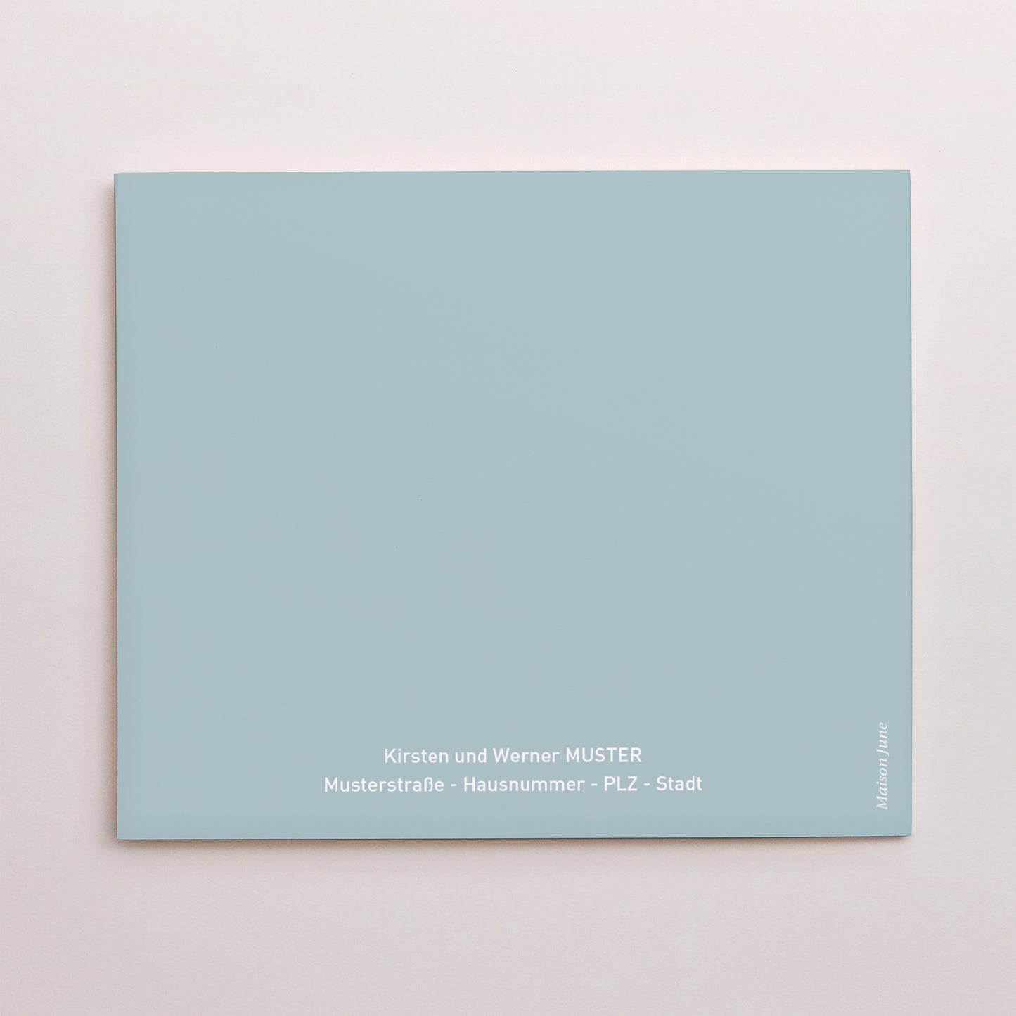 Einladungskarte Kommunion Asymmetrische Zweiflügeltür Taube und blaue Blumen foto N° 3