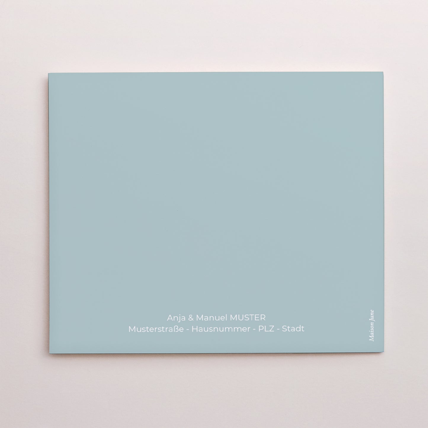 Taufeinladung Asymmetrische Zweiflügeltür Taube, Blumenband, blau foto N° 3