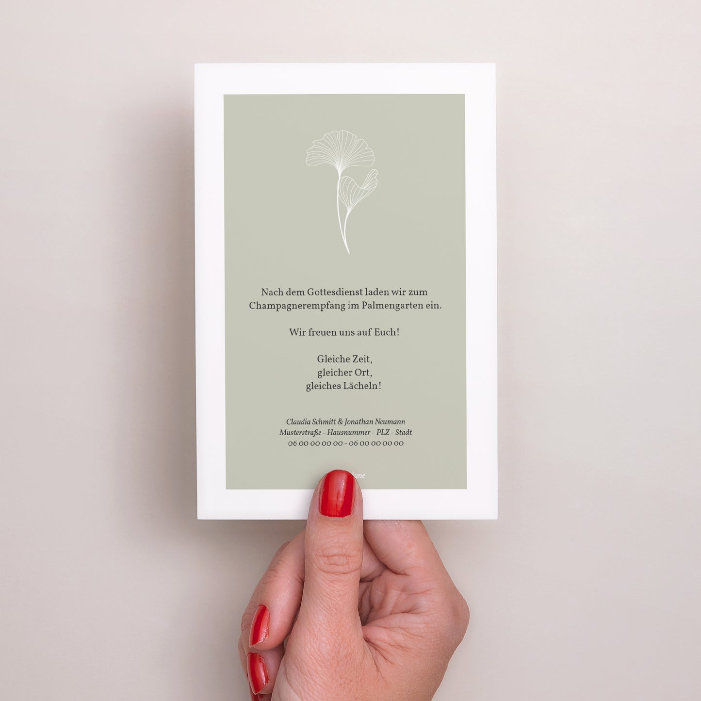 Karte Hochzeit Porträt Ginkgo Biloba, Goldene Blätter foto N° 3