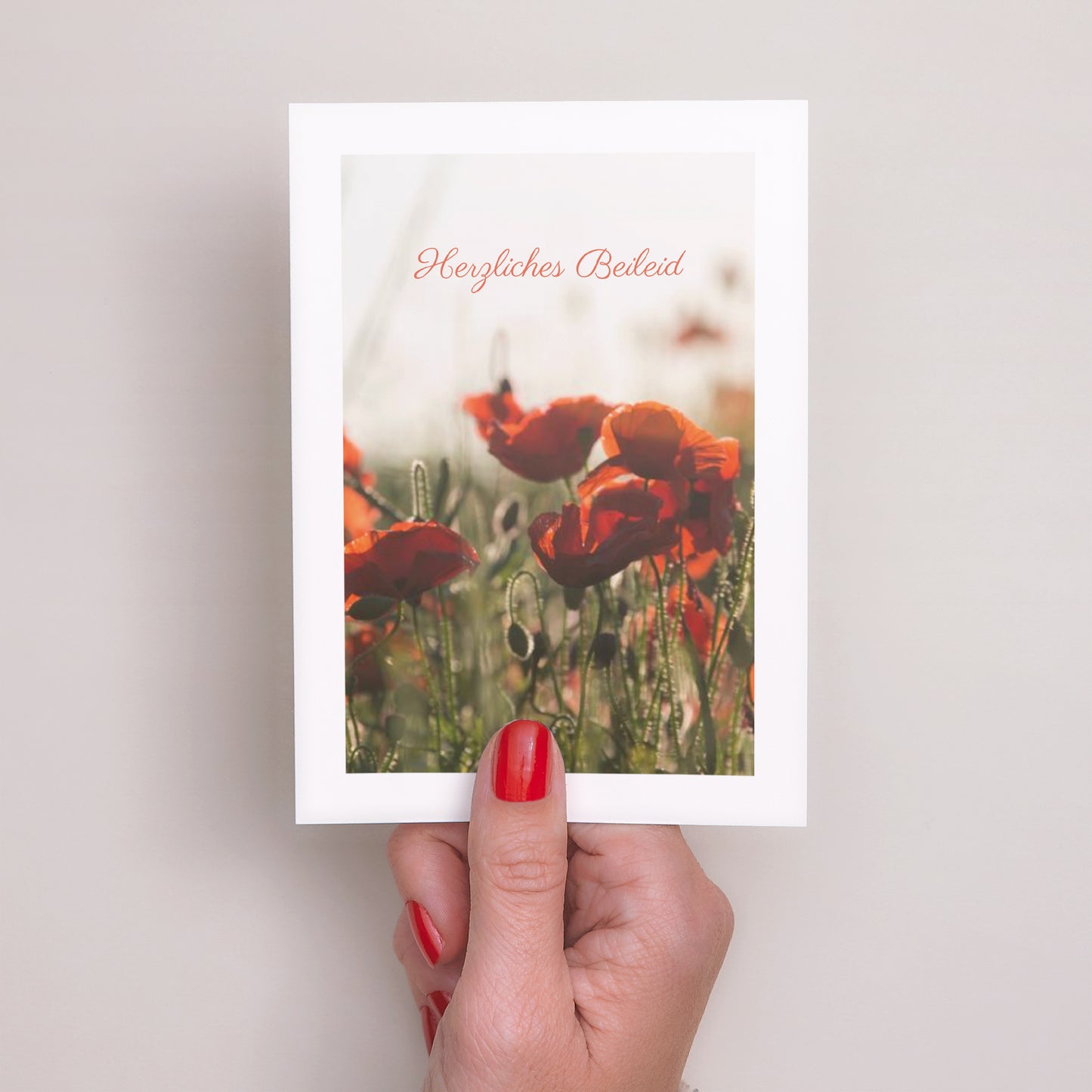 Kondolenzkarte Trauer Porträt Zerbrechliche Mohnblumen foto N° 2