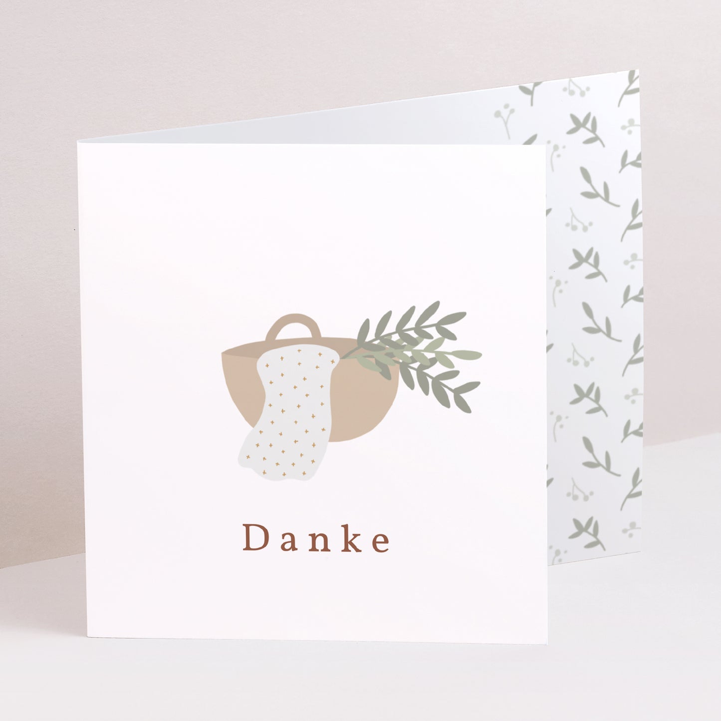 Dankeskarte Geburt Asymmetrische Zweiflügeltür Brin de bonheur, Vert tendre foto N° 1