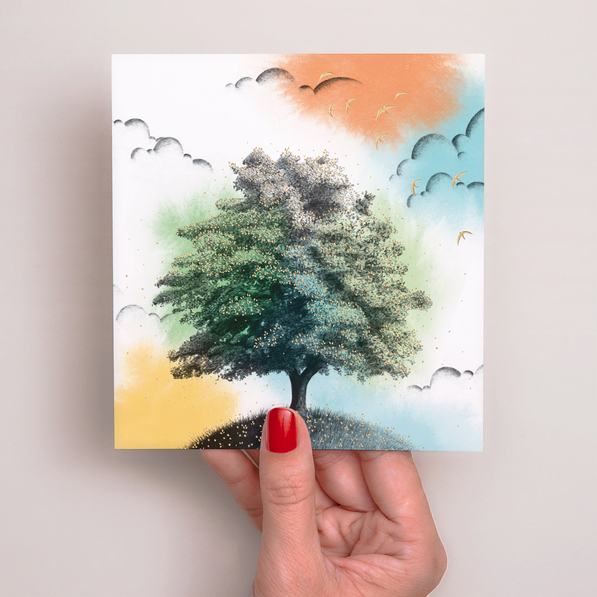 Kondolenzkarte Trauer Quadrat Baum des Lebens foto N° 2