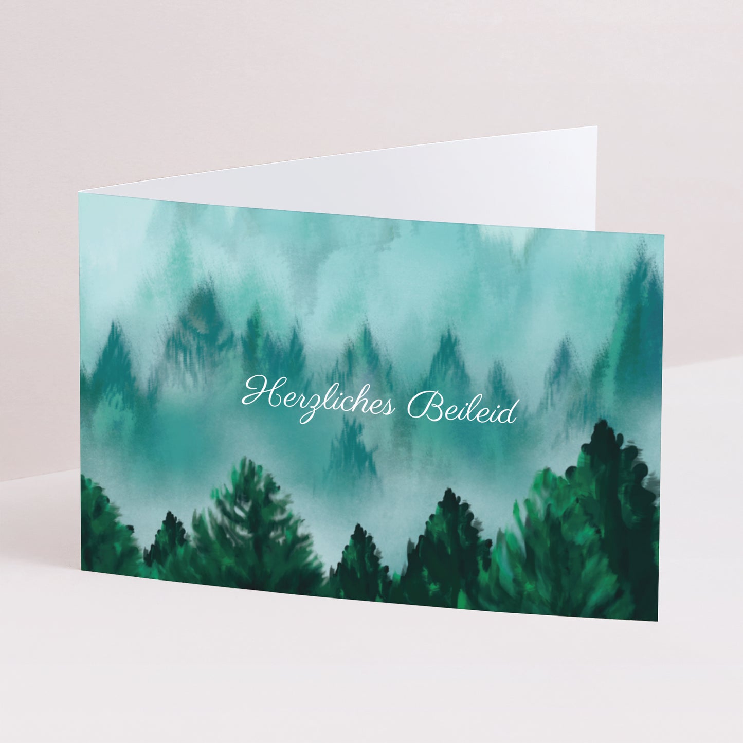Kondolenzkarte Trauer Doppelflügel-Landschaft Beruhigender Wald foto N° 1