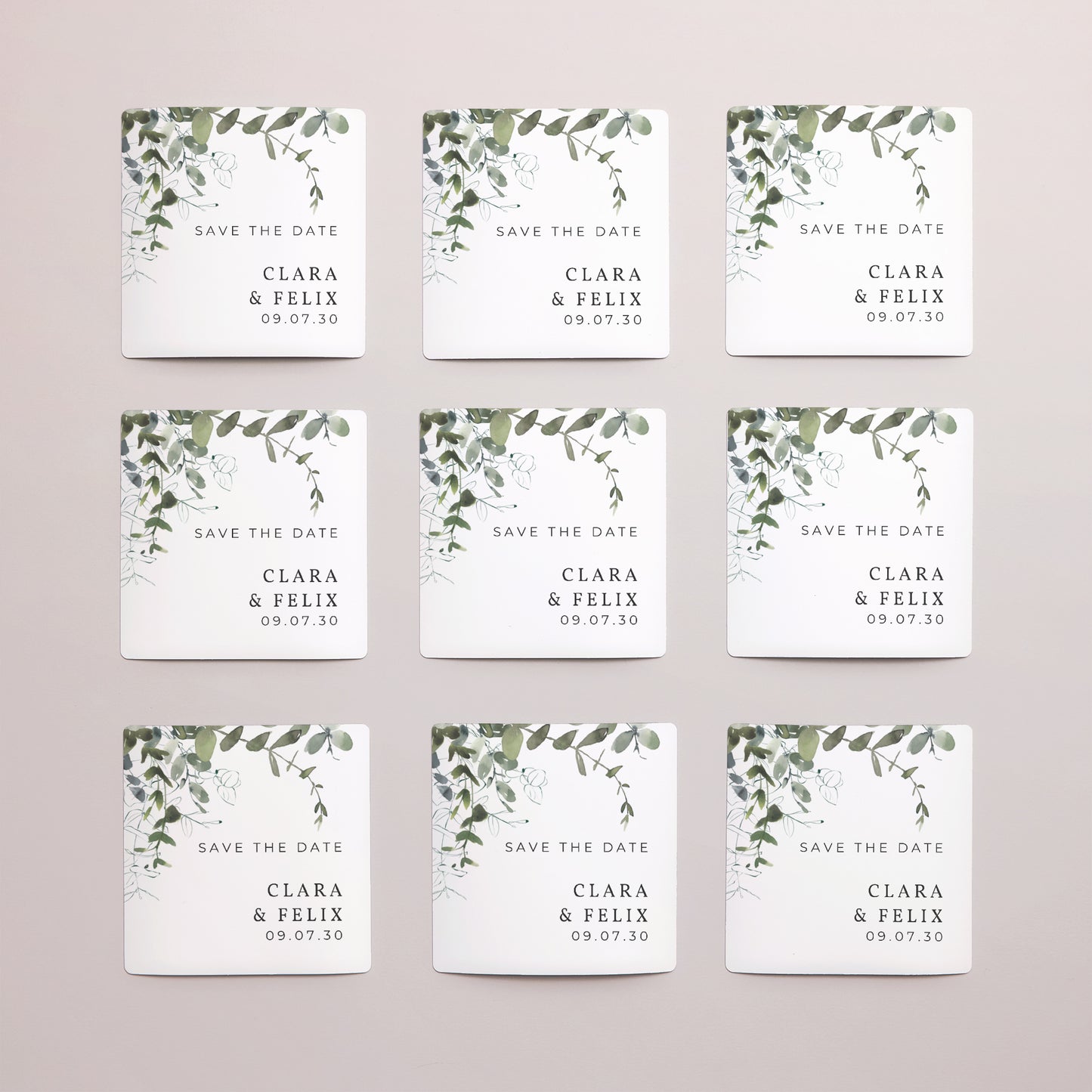 Save the date Karte Hochzeit Satz von 9, magnetisch. Blumig und Eukalyptus foto N° 3