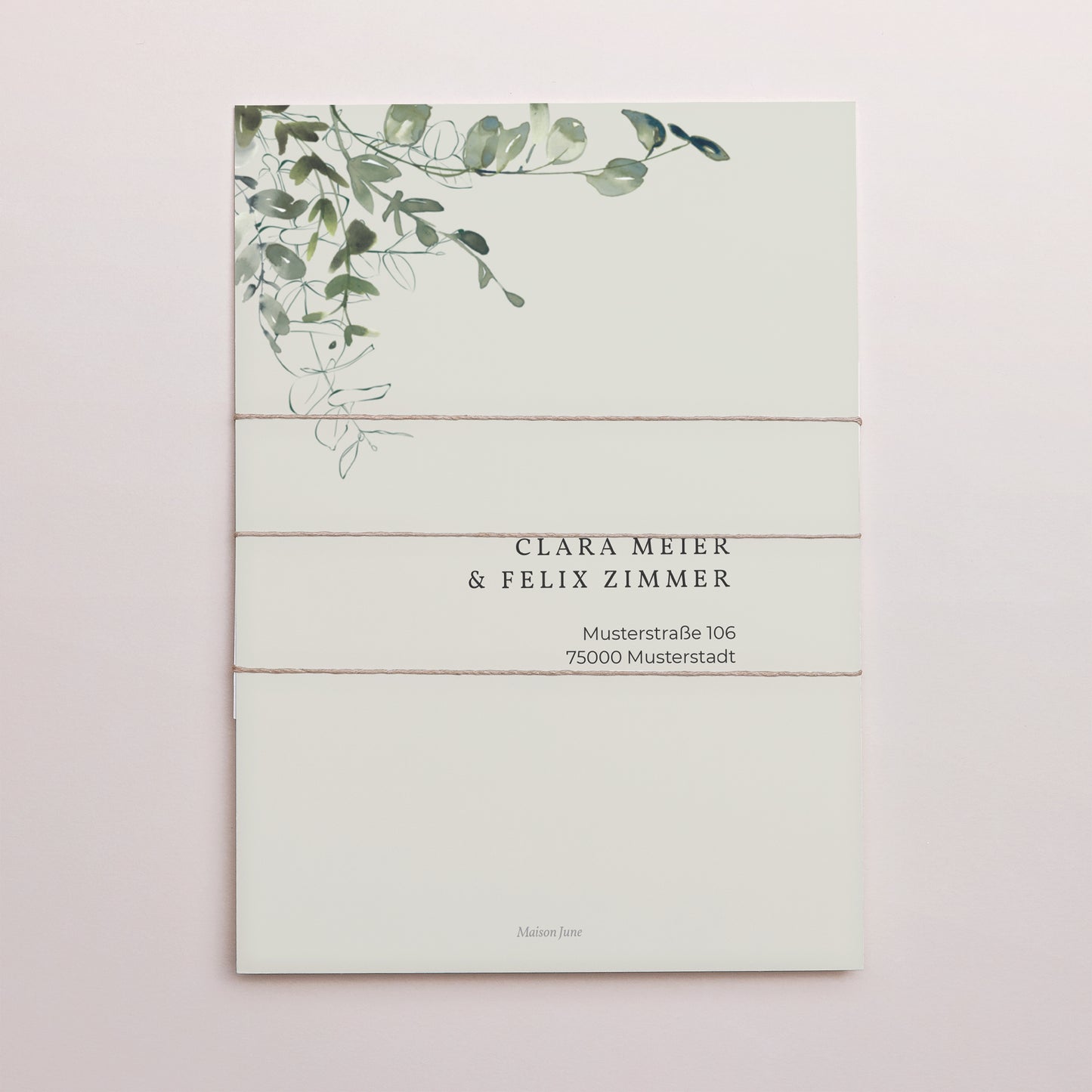 Hochzeitseinladung 3 Karten, Band Blumig und Eukalyptus foto N° 4