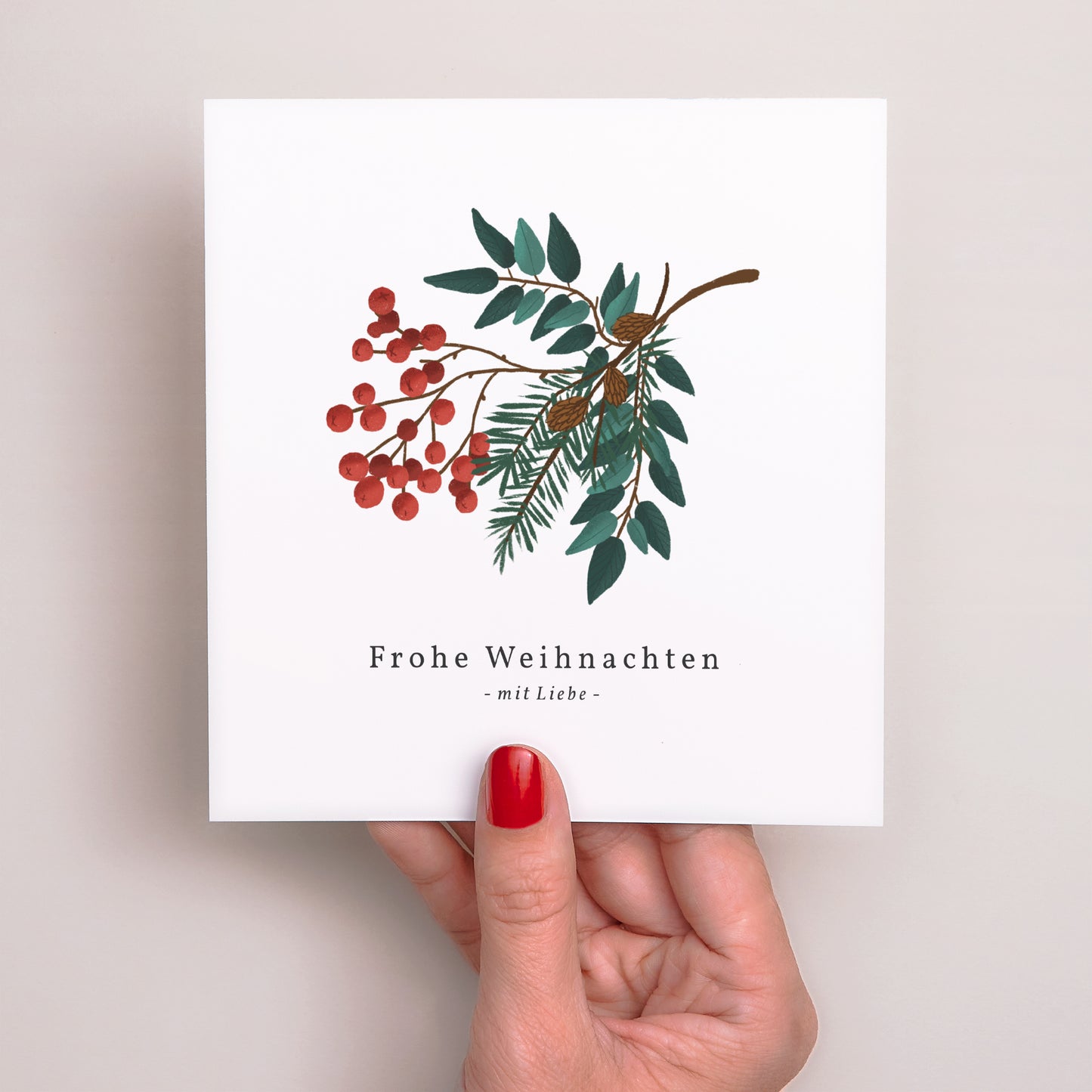 Weihnachtskarte Weihnachten Quadrat Rote Beeren II foto N° 2