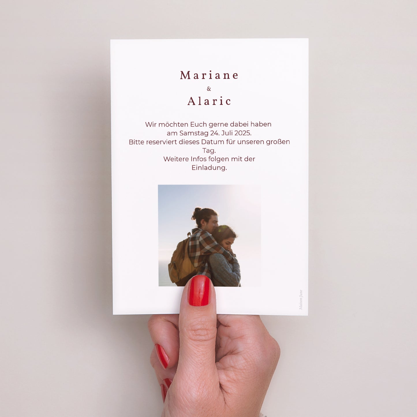 Save the date Karte Hochzeit Porträt Blumiger Akkord, Dahlie & Farnkraut foto N° 3