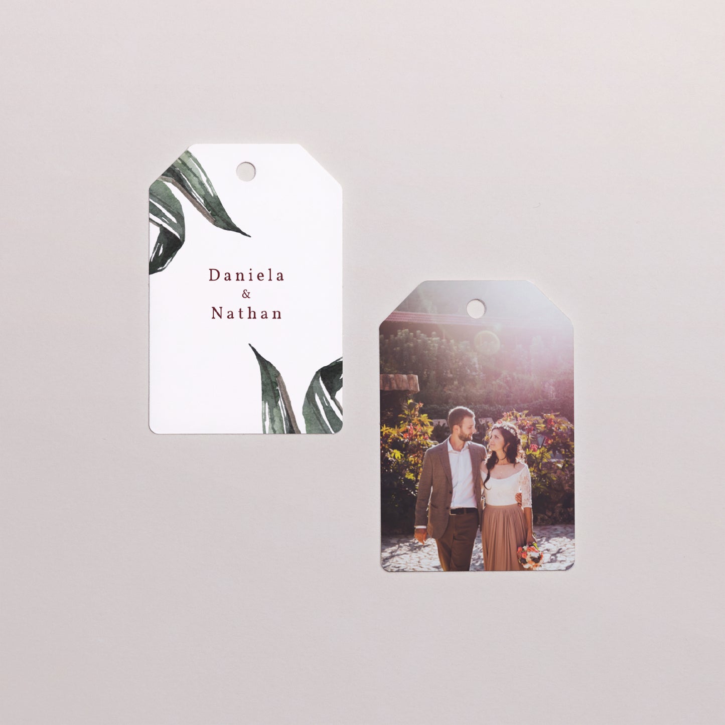 Vorgelochtes Etikett Hochzeit Fähnchen Palma Terracotta foto N° 1