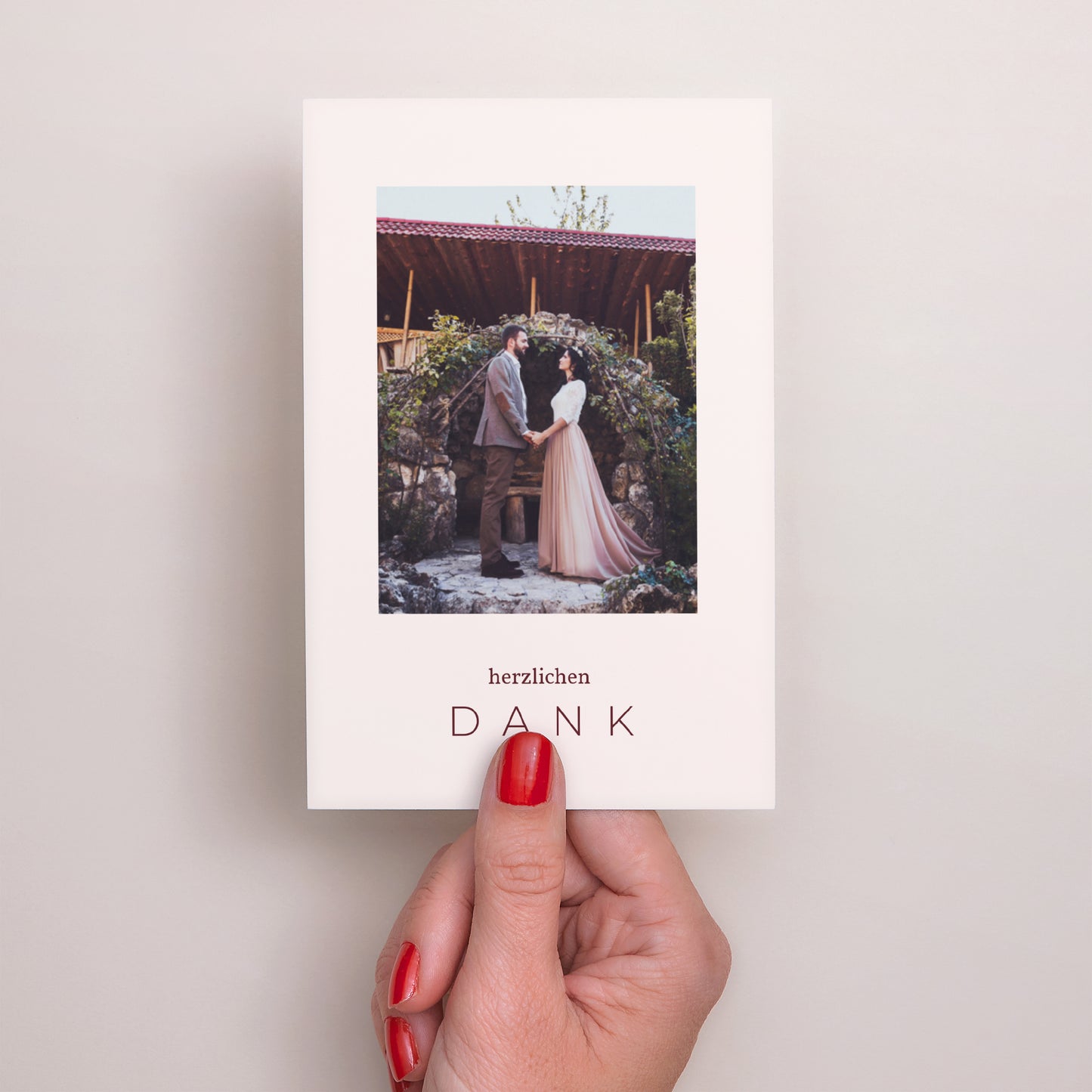 Dankeskarte Hochzeit PortraitPorträt Palma Terracotta foto N° 2