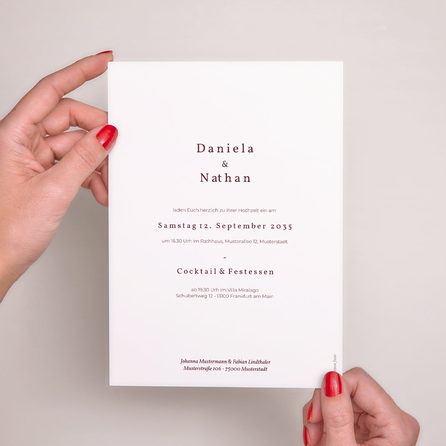 Hochzeitseinladung Porträt Palma Terracotta foto N° 3