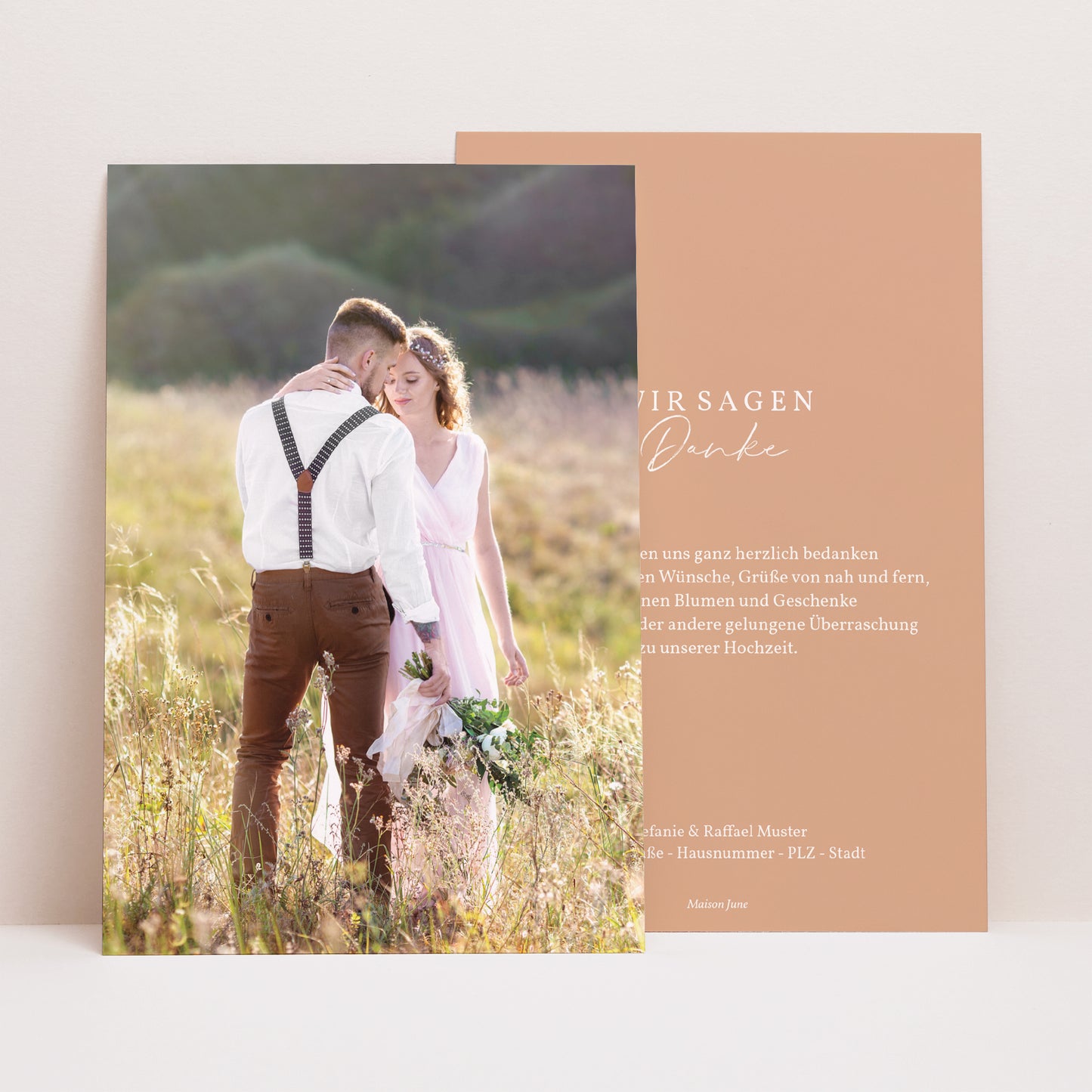 Dankeskarte Hochzeit PortraitPorträt Deine Pastellfarbe foto N° 1