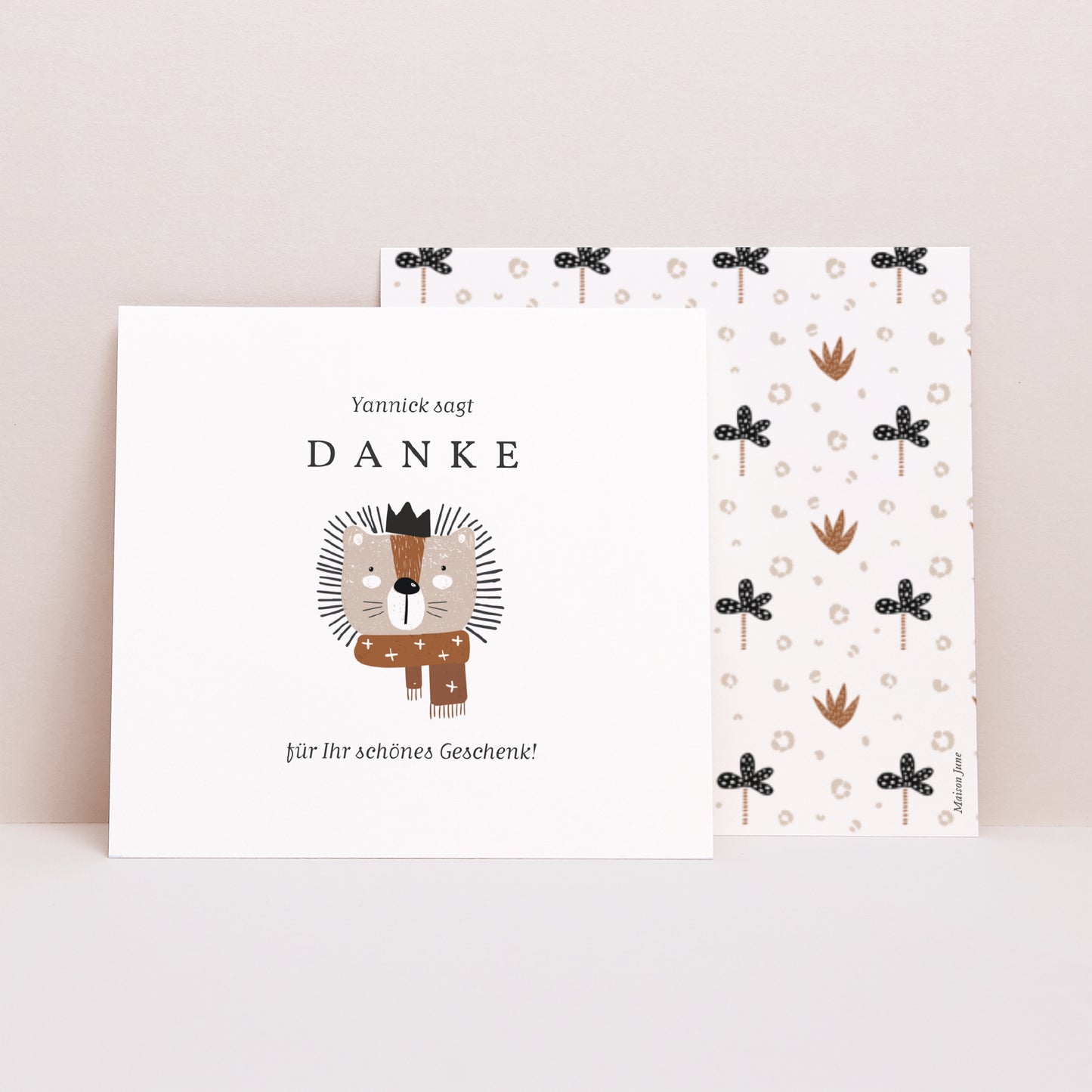 Dankeskarte Geburt Quadrat König des Dschungels foto N° 1