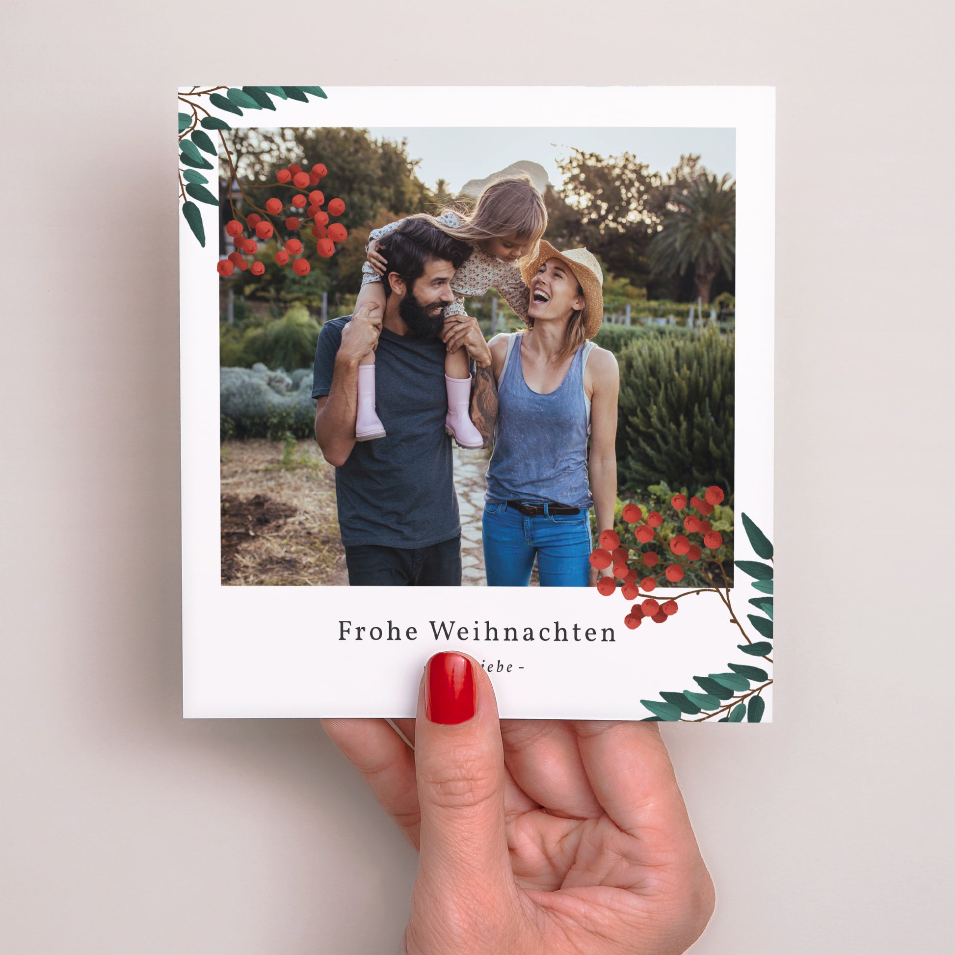Weihnachtskarte Weihnachten Quadrat Rote Beeren und Tanne foto N° 2
