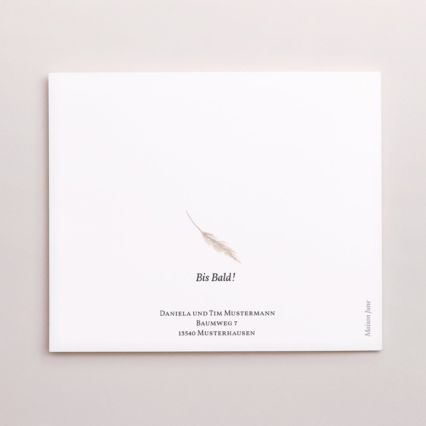 Dankeskarte Geburt Asymmetrische Zweiflügeltür Kuschelhase, Weidenkorb und Ball foto N° 3