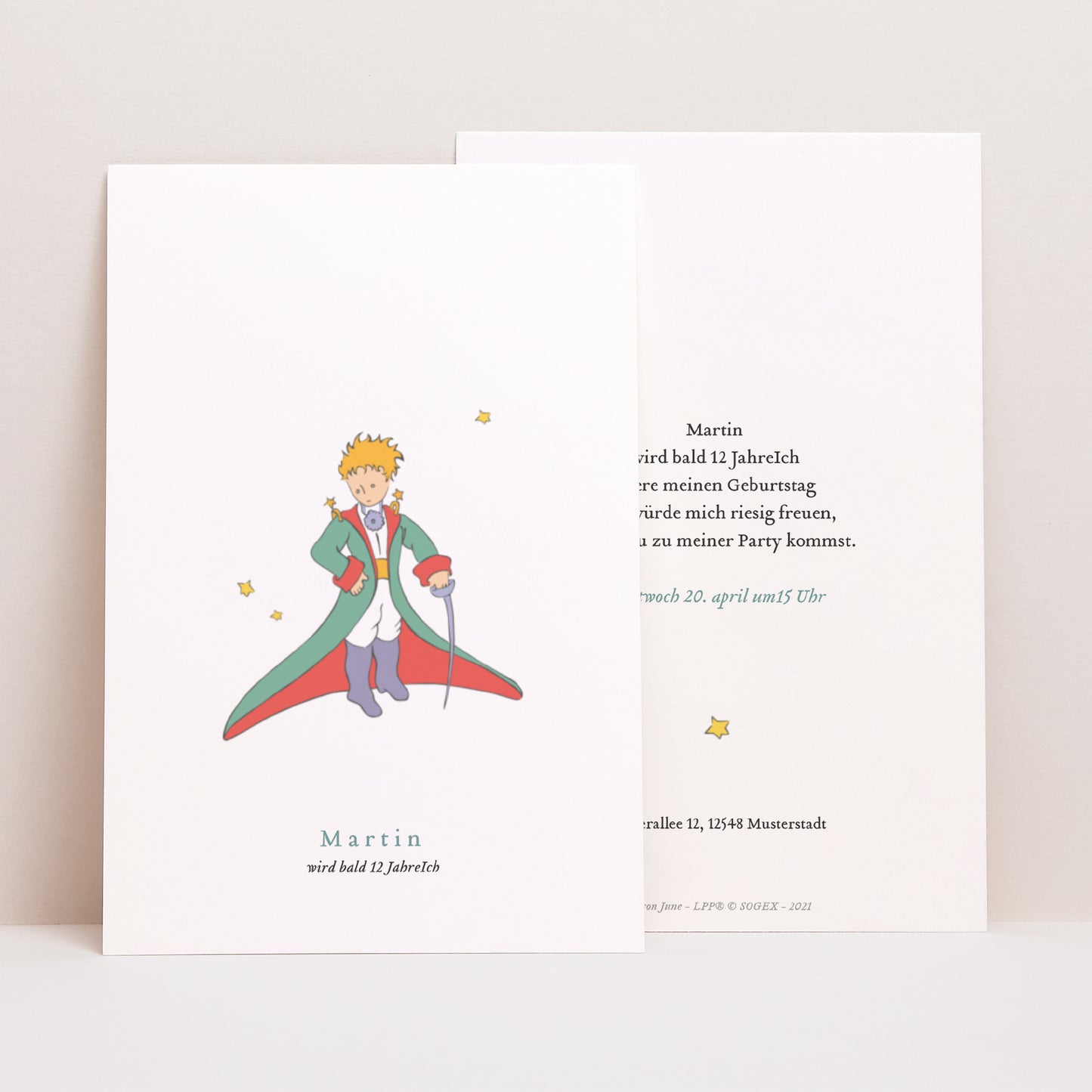 Beilegekarte Kindergeburtstag PortraitPorträt Der kleine Prinz Kreationen Junge foto N° 1