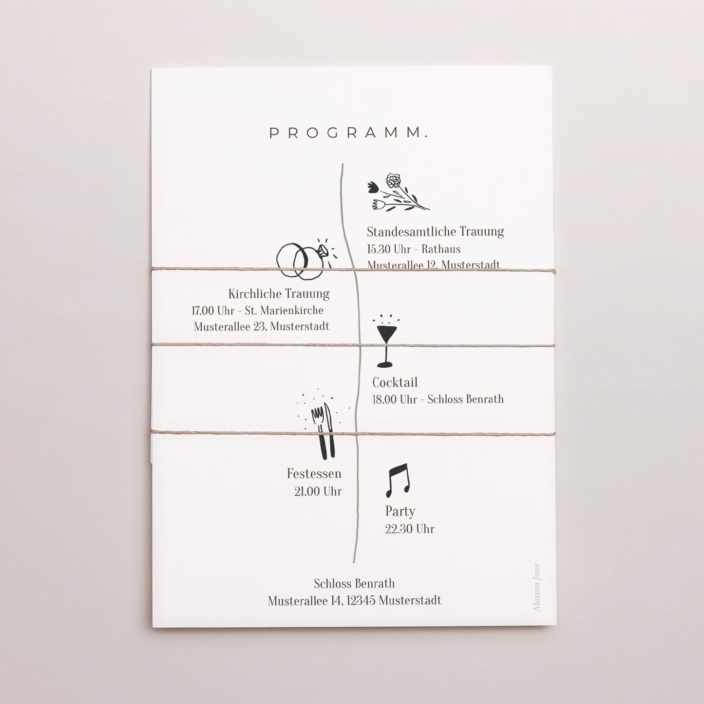 Hochzeitseinladung 3 Karten, Band Luberon foto N° 4