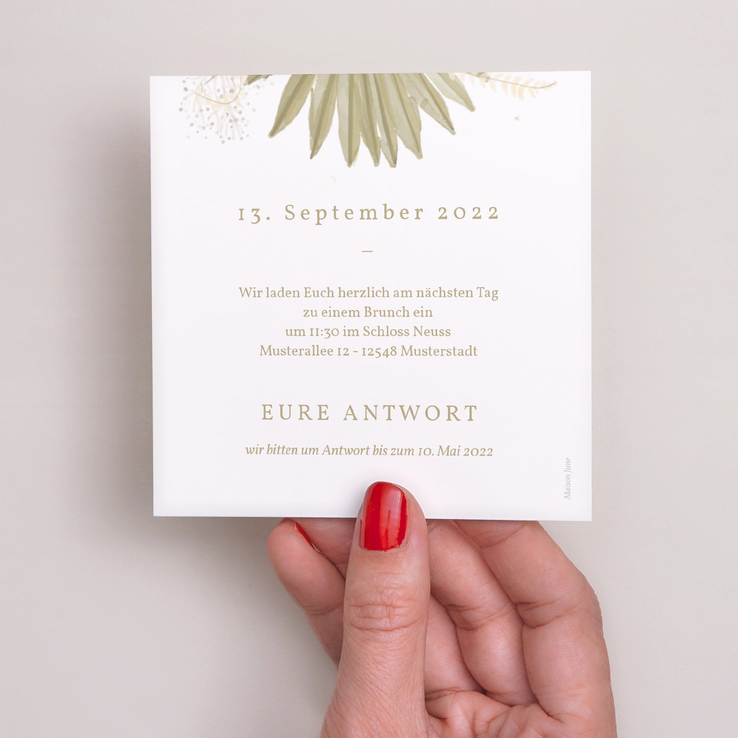 Einladungskarte Hochzeit Quadrat Boho-Arche foto N° 3