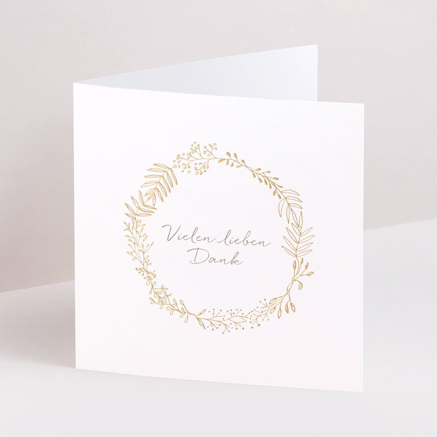 Dankeskarte Hochzeit Doppelflügiges Quadrat Goldene Krone foto N° 1