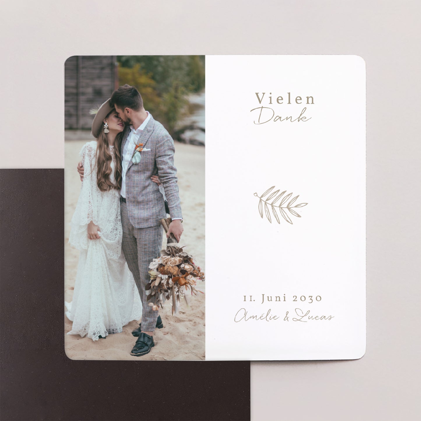 Dankeskarte Hochzeit Satz von 9, magnetisch. Goldene Krone foto N° 1