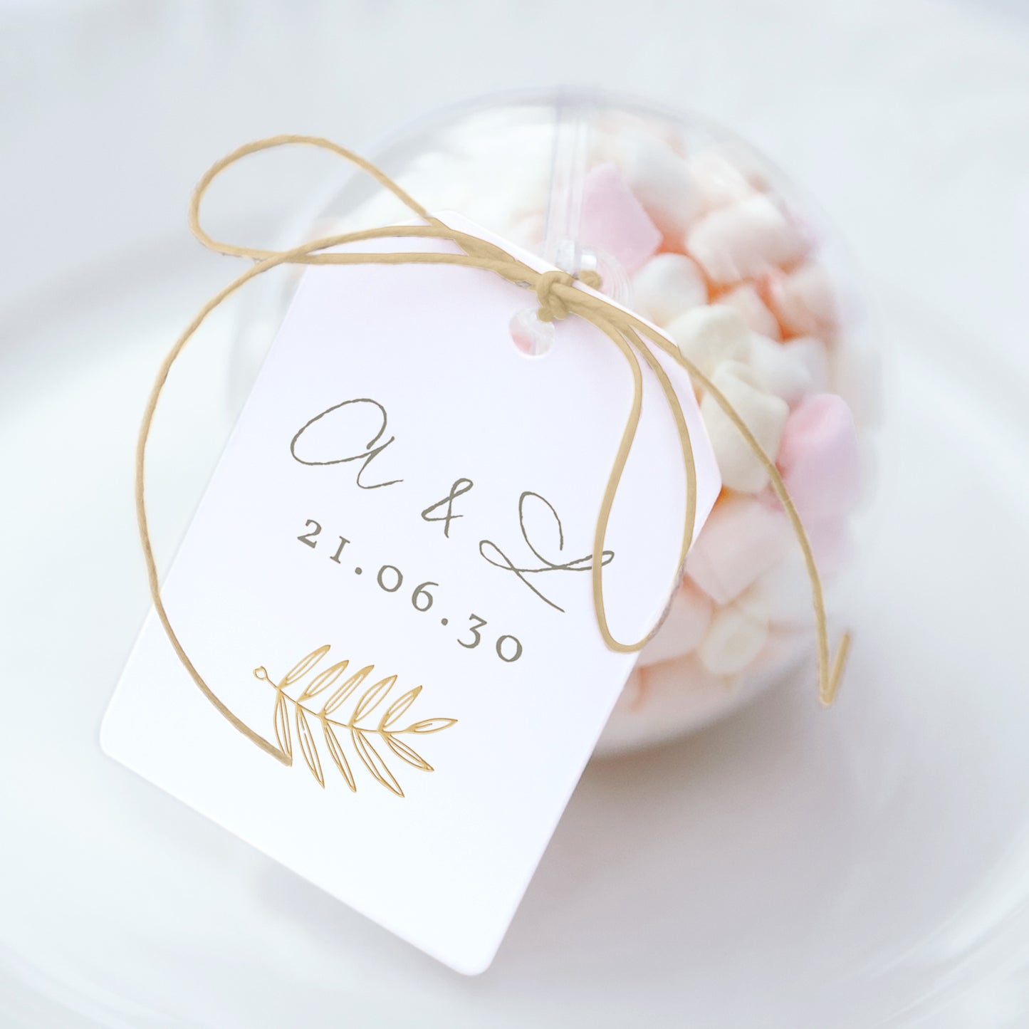 Geschenkbox Hochzeit Ball mit Wimpel-Etikett Goldene Krone foto N° 1